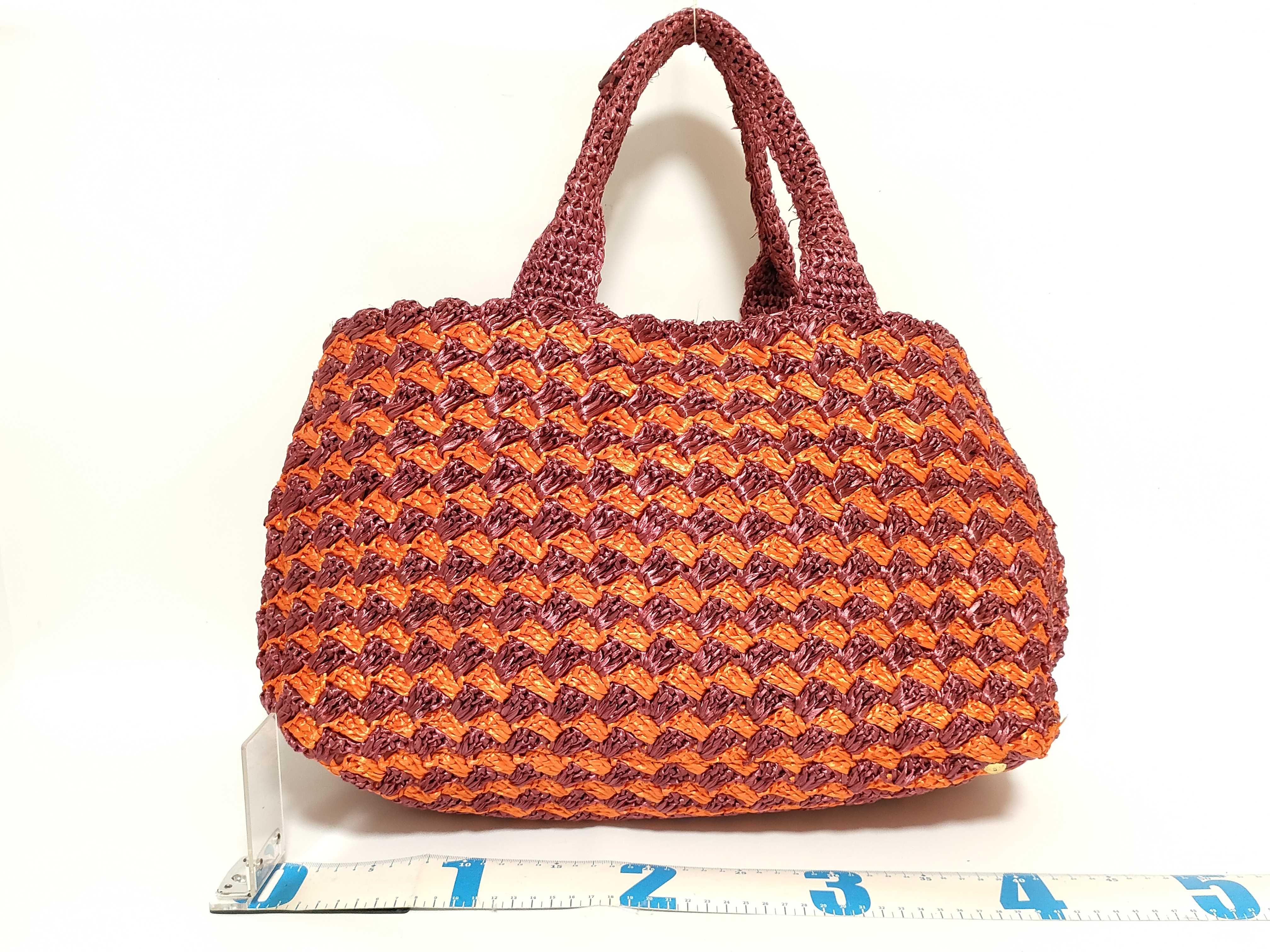 Raffia Basket Bag Handbag Triangle Logo Handbag — view 2