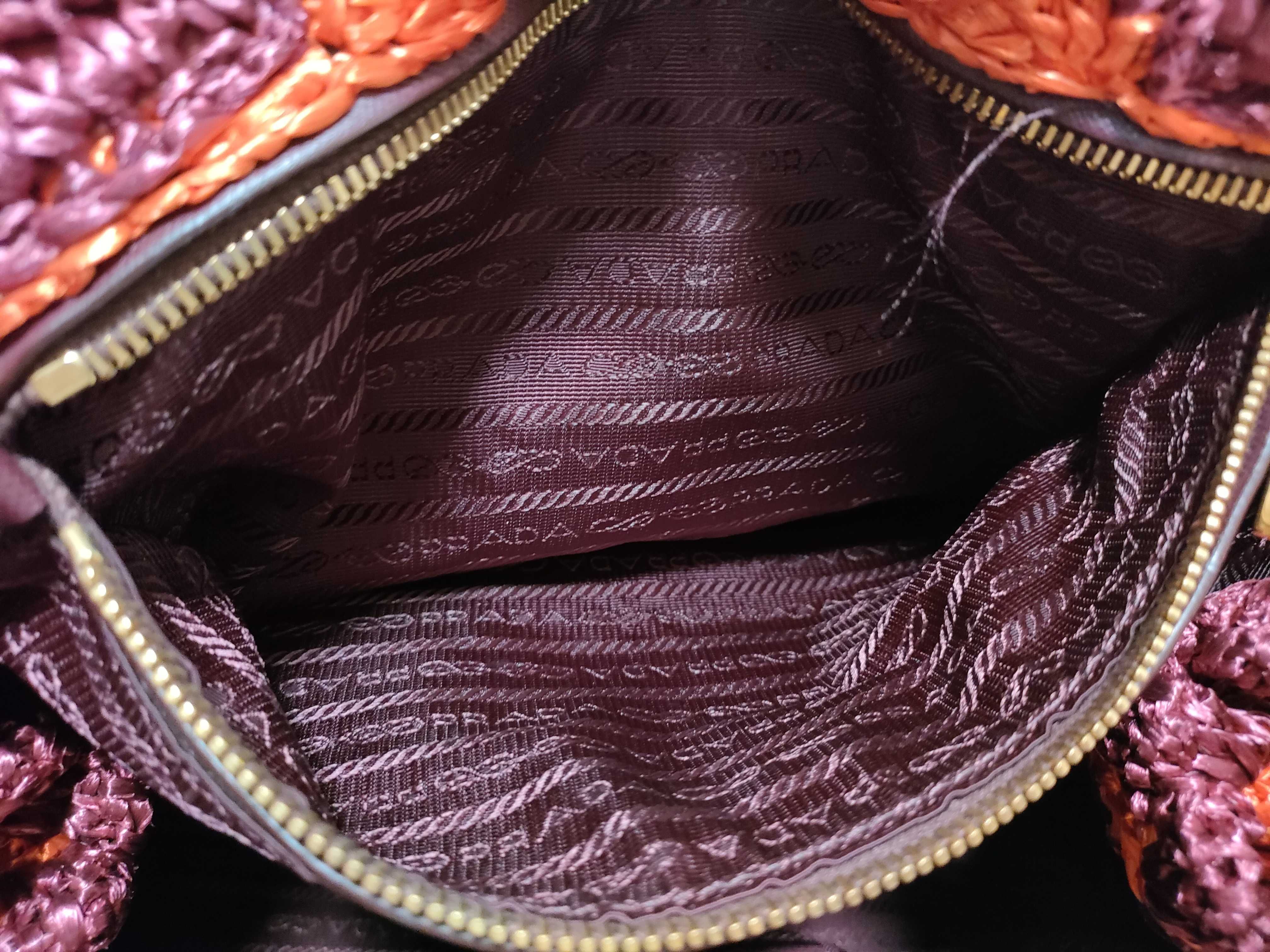 Raffia Basket Bag Handbag Triangle Logo Handbag — view 11
