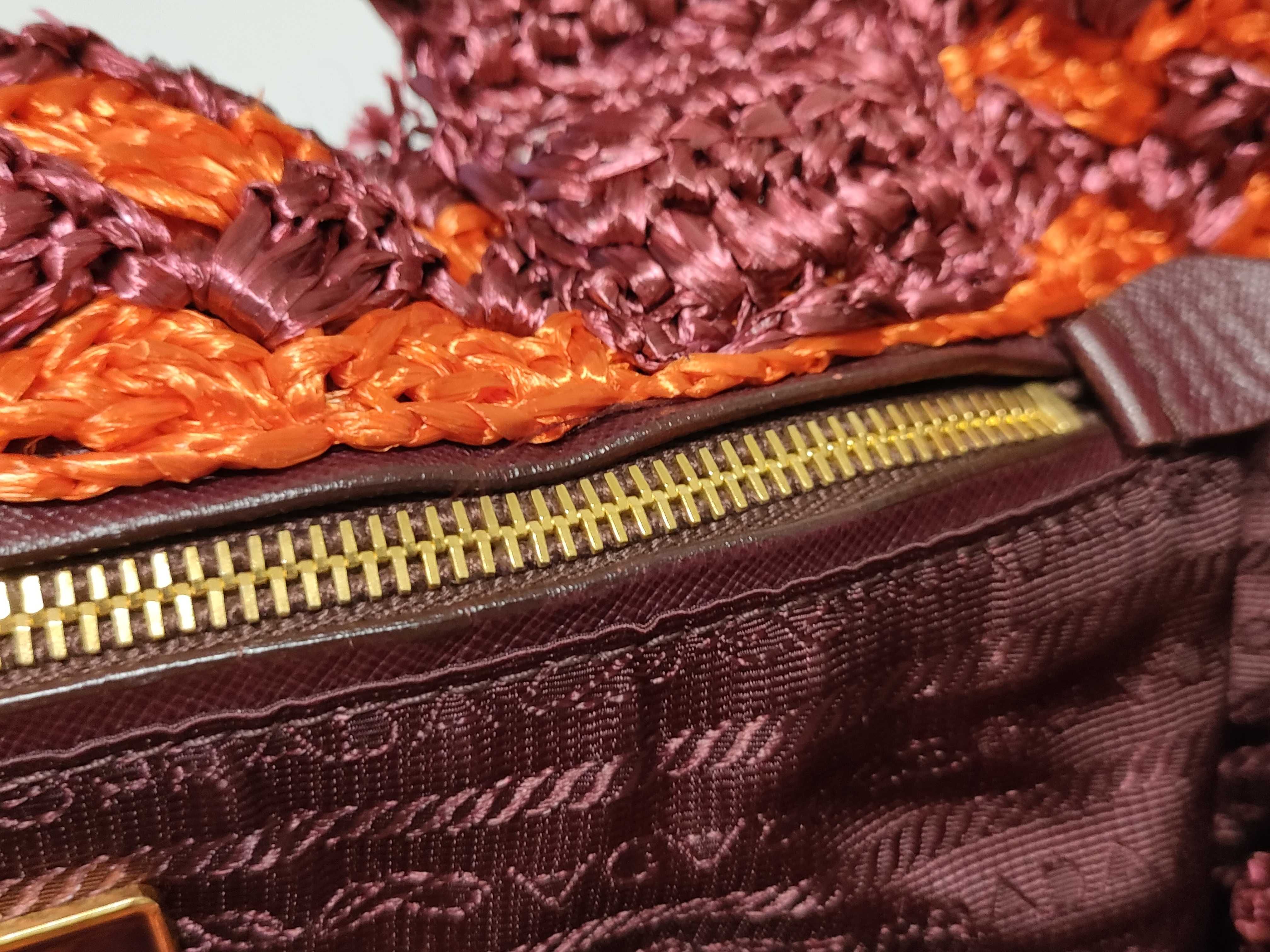 Raffia Basket Bag Handbag Triangle Logo Handbag — view 6