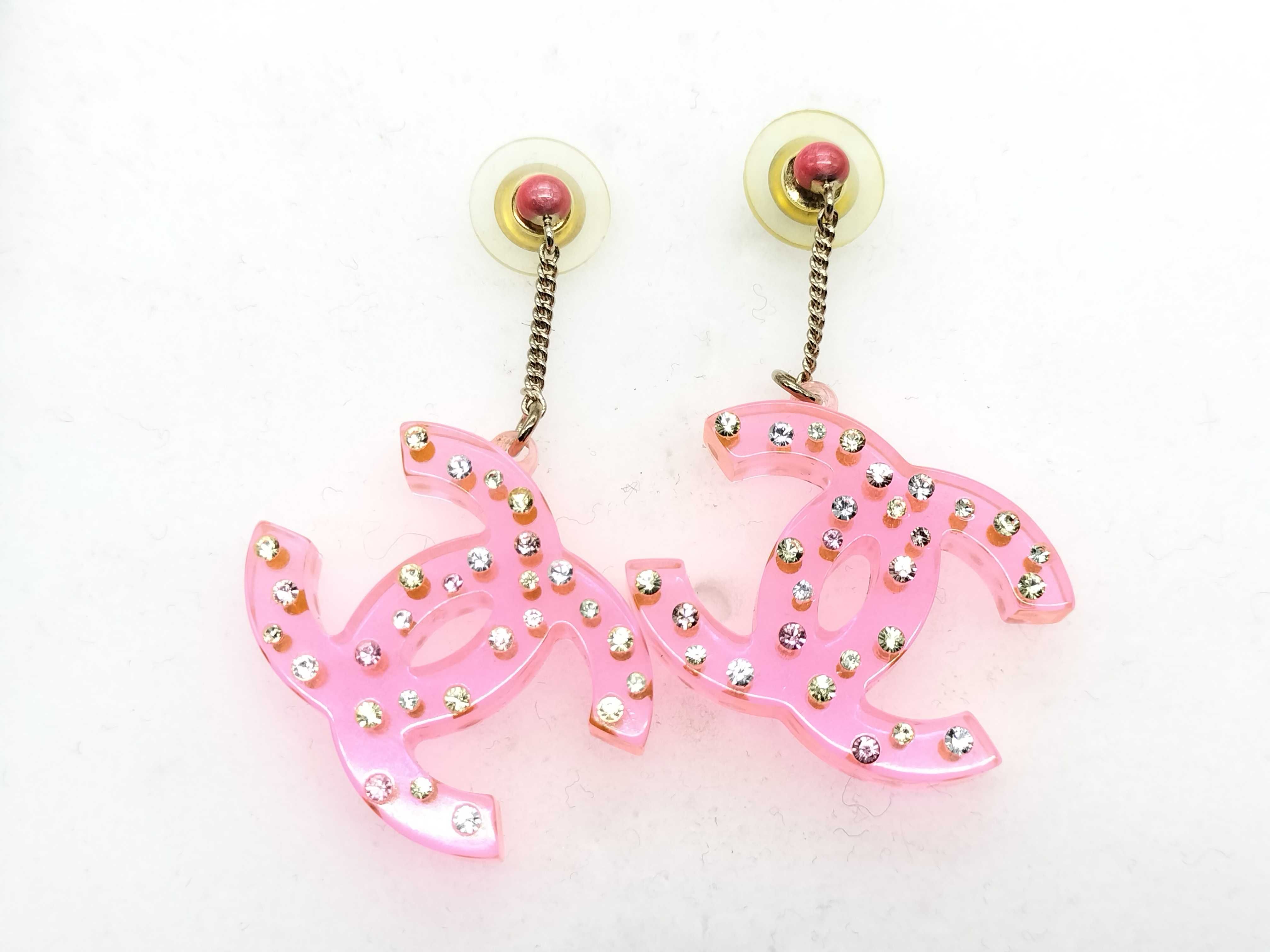 04A Coco Rhinestone Earrings, Pink, Large, Set of 2
