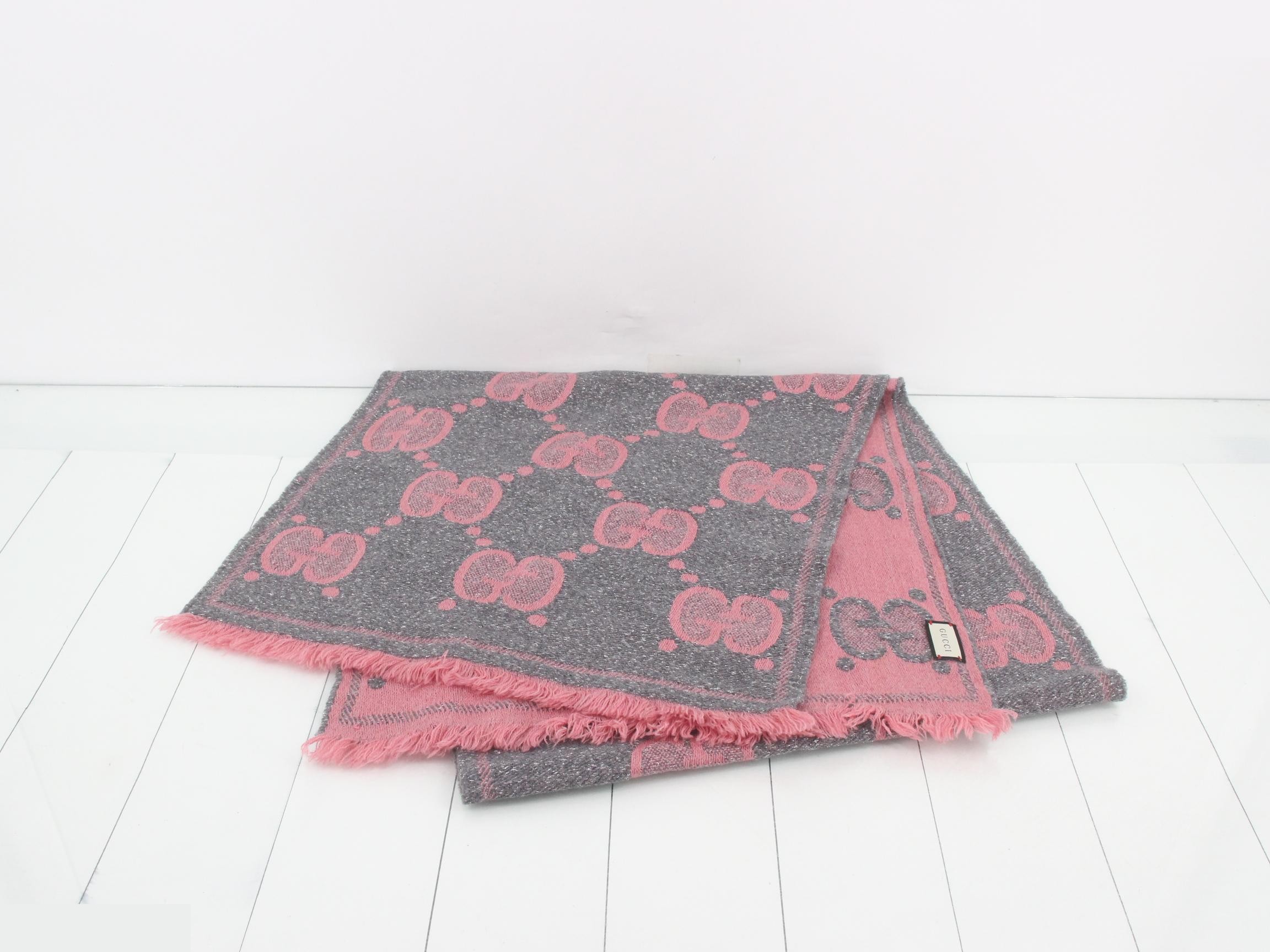 New tag Jumbo GG scarf Pink Gray — view 2