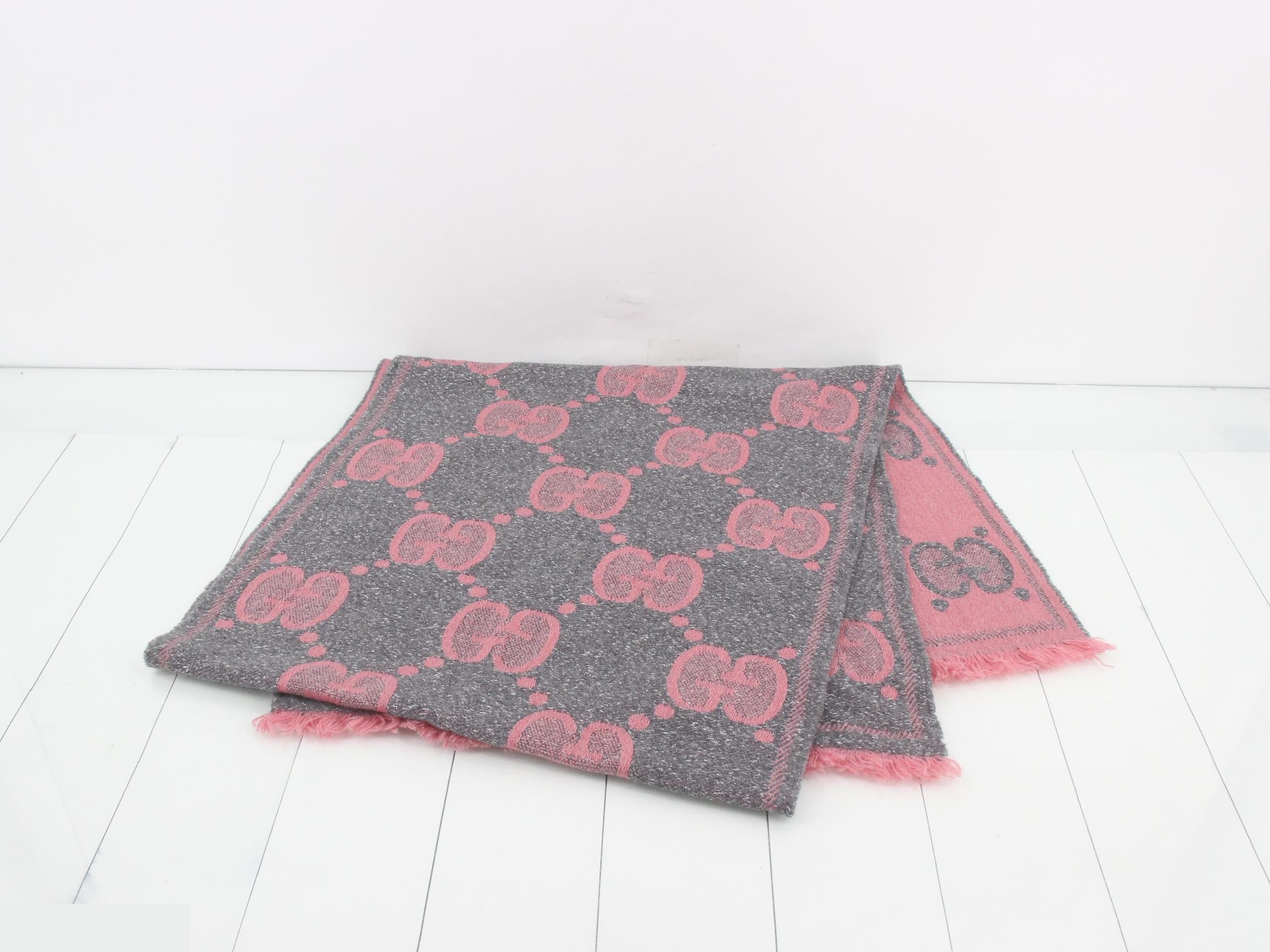 New tag Jumbo GG scarf Pink Gray — view 3