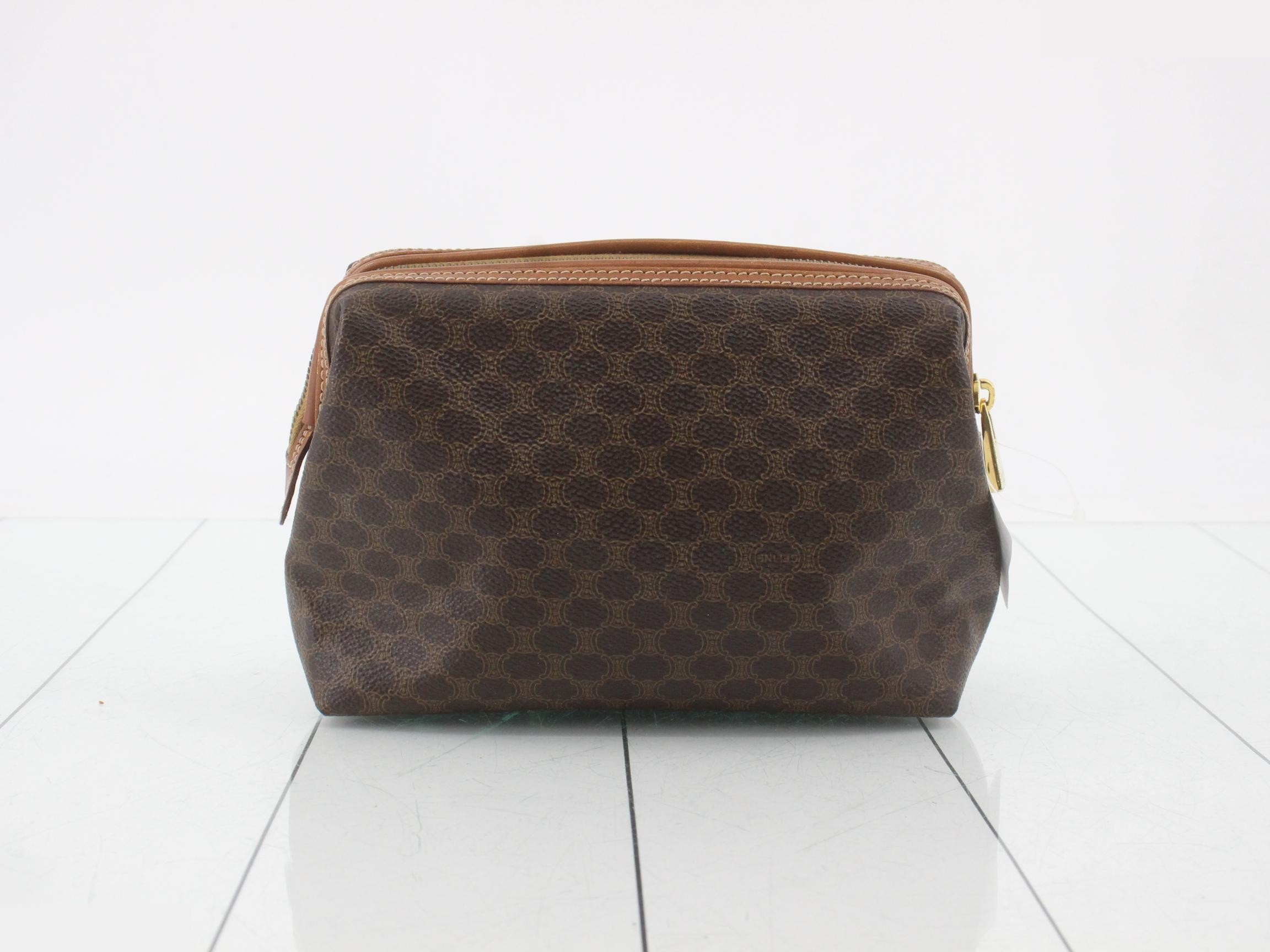 Macadam Clutch Bag, PVC/Leather, Brown — view 2