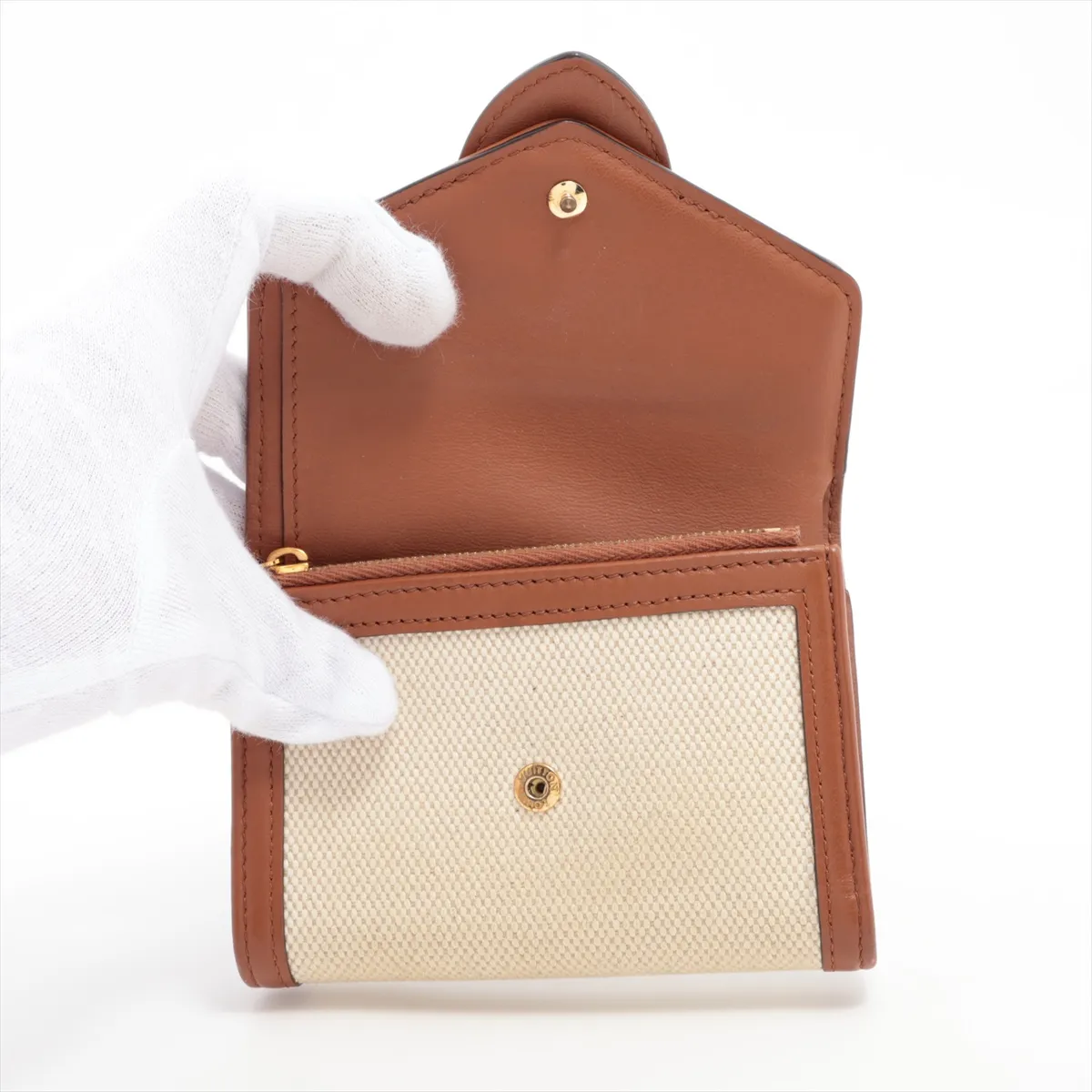 LV logo Portefeuille Pont Neuf Compact M81393 Ivory x Brown Compact Wallet (RFID responsive) — view 3
