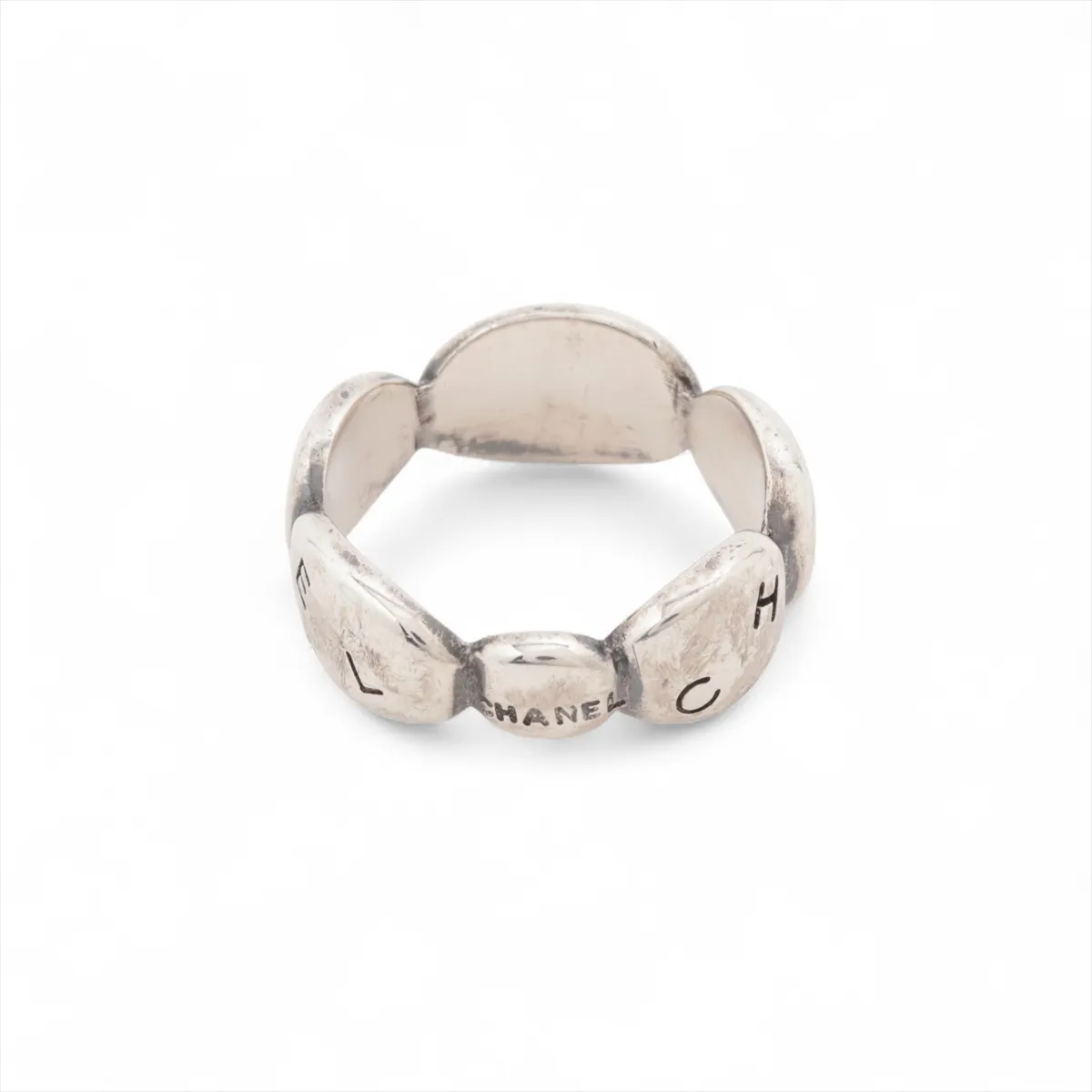 logo ring, 925 sterling silver, 5.4g. Shows signs of wear,