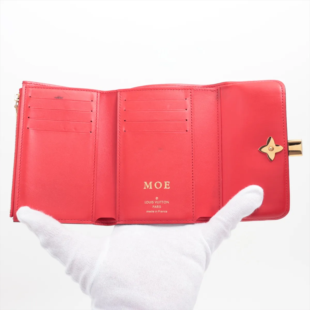 Monogram Portefeuille Flower Compact M62567 SP2199 Coquelicot Compact Wallet with Initials — view 4