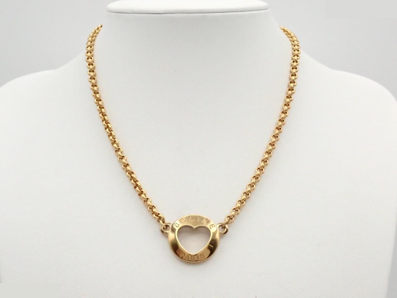 Round Cutout Heart Necklace, Gold, Chain Approx. 40cm — view 3