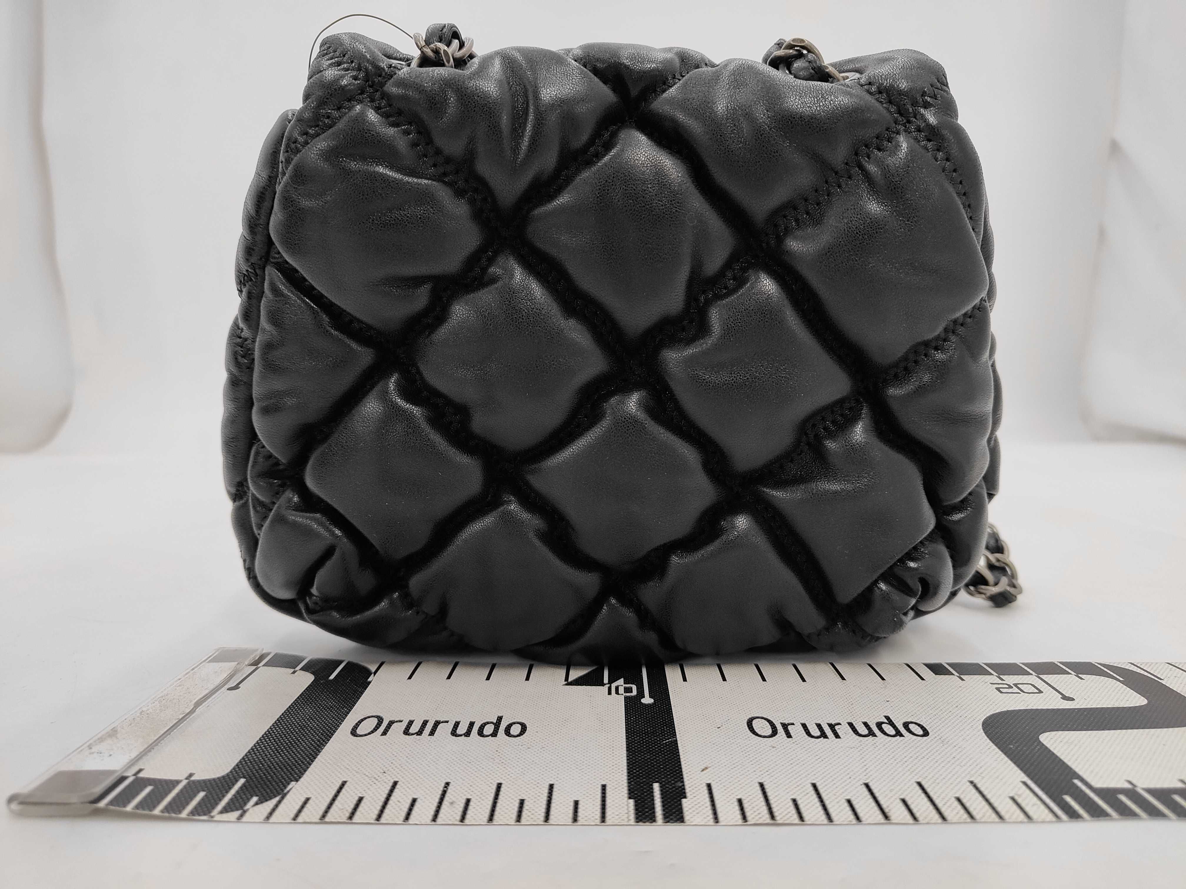 Bubble Quilted Chain Shoulder Bag, Lambskin, Black, SS Shoulder Bag — view 2