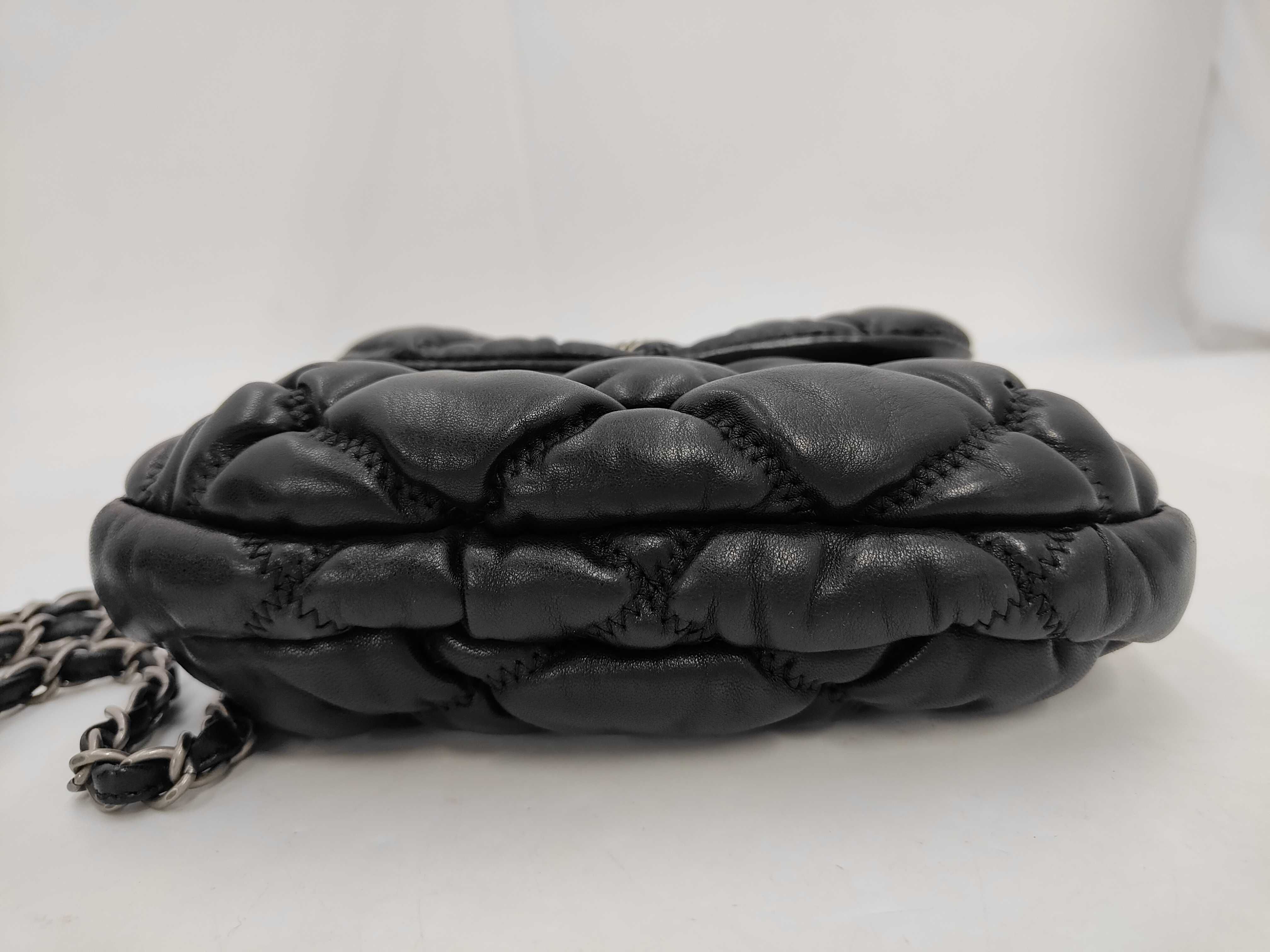Bubble Quilted Chain Shoulder Bag, Lambskin, Black, SS Shoulder Bag — view 6