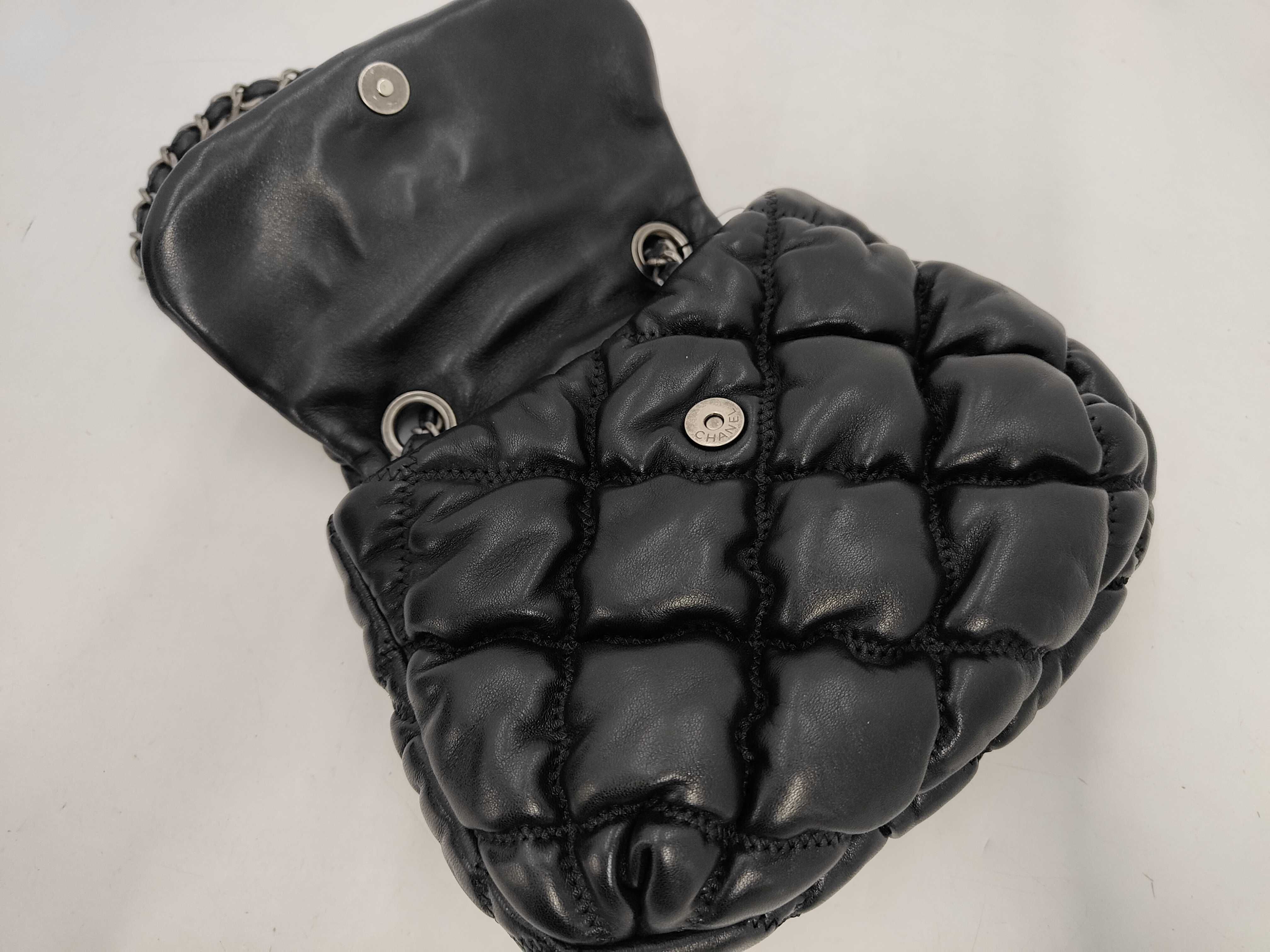 Bubble Quilted Chain Shoulder Bag, Lambskin, Black, SS Shoulder Bag — view 7