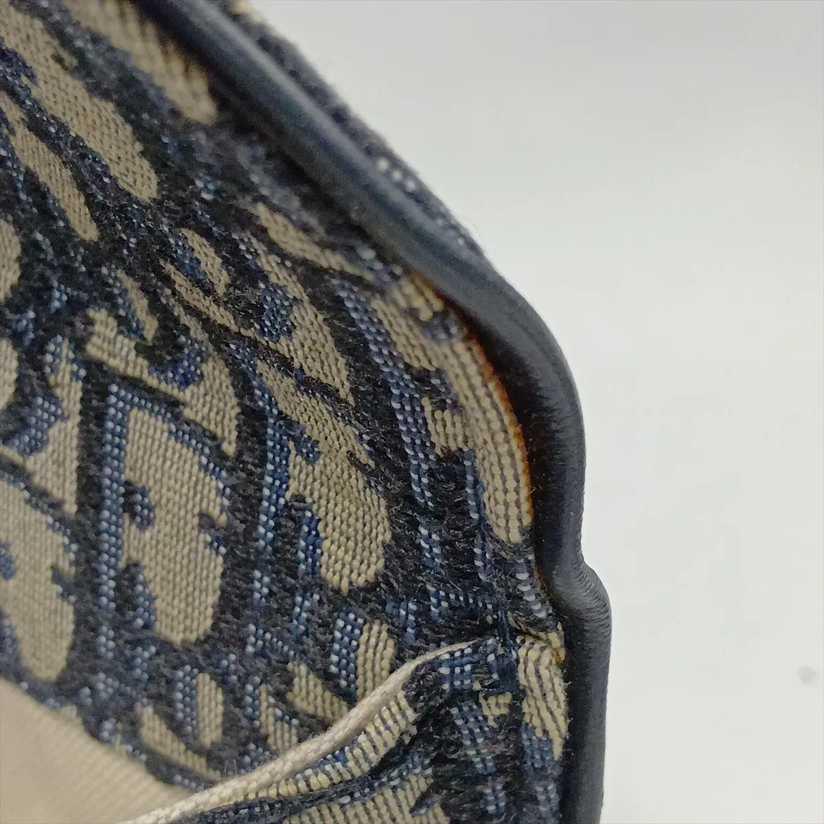 Oblique Canvas x Leather Waist Pouch, Navy — view 9