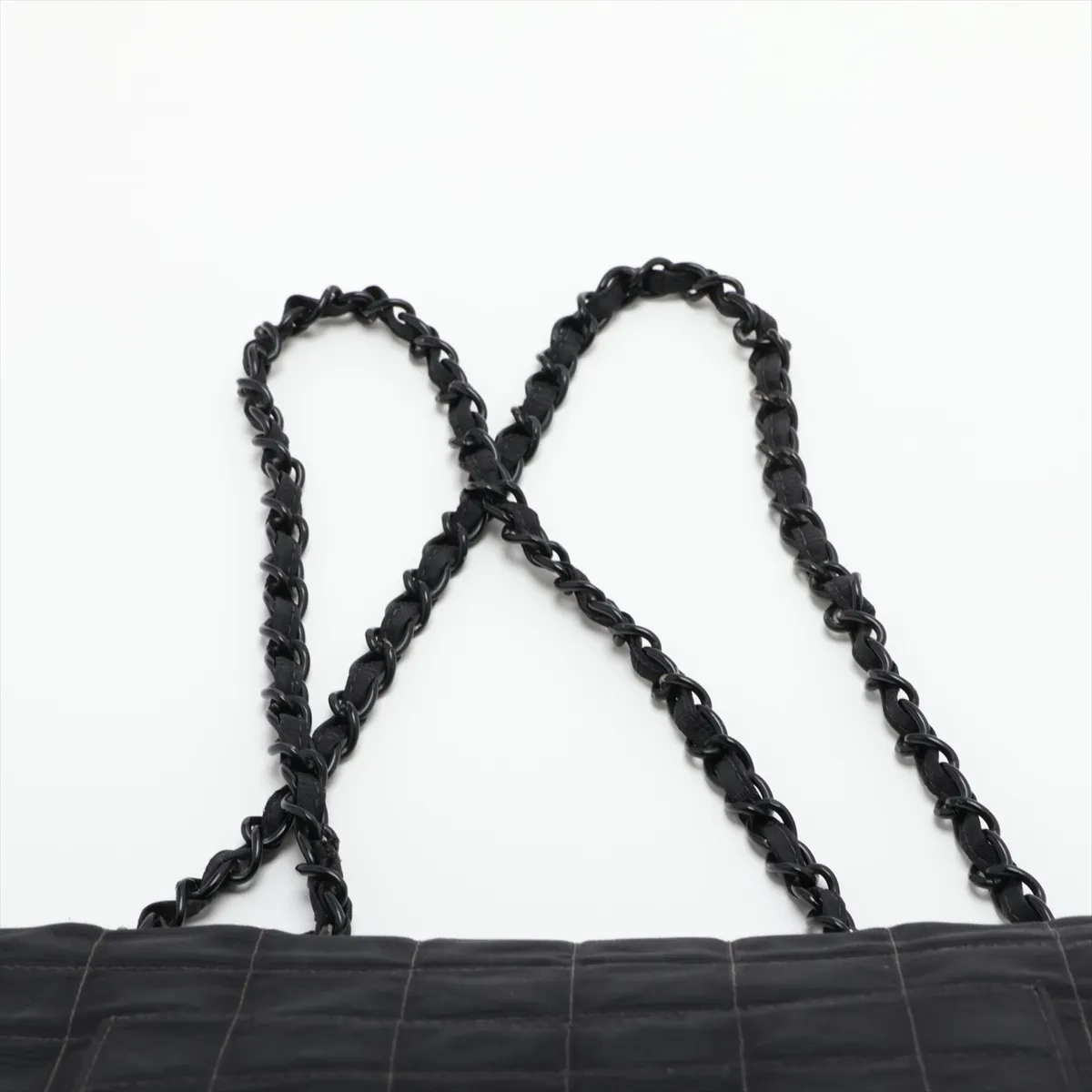 New Travel Line Nylon Single Flap Double Chain Bag, Black with Black Hardware, 7158544 (Serial Number 7) — view 6