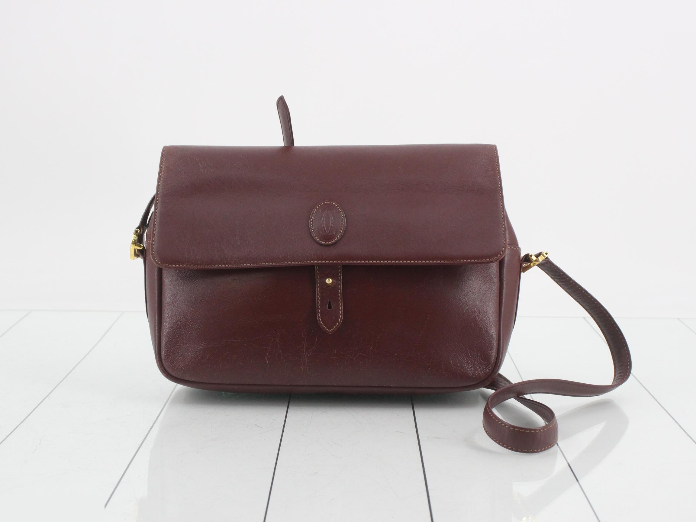 Mustline Leather Shoulder Bag, Bordeaux