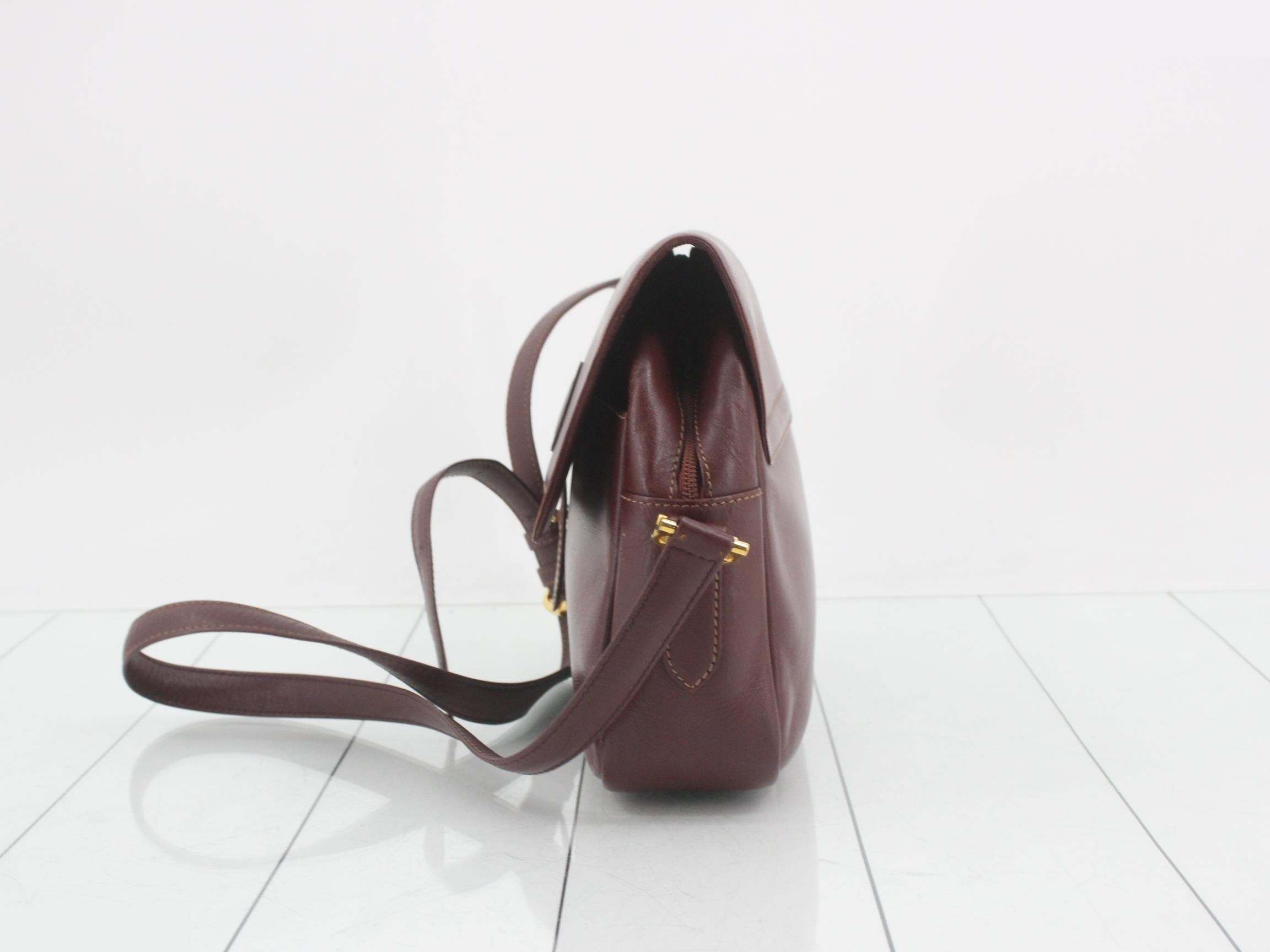 Mustline Leather Shoulder Bag, Bordeaux — view 3