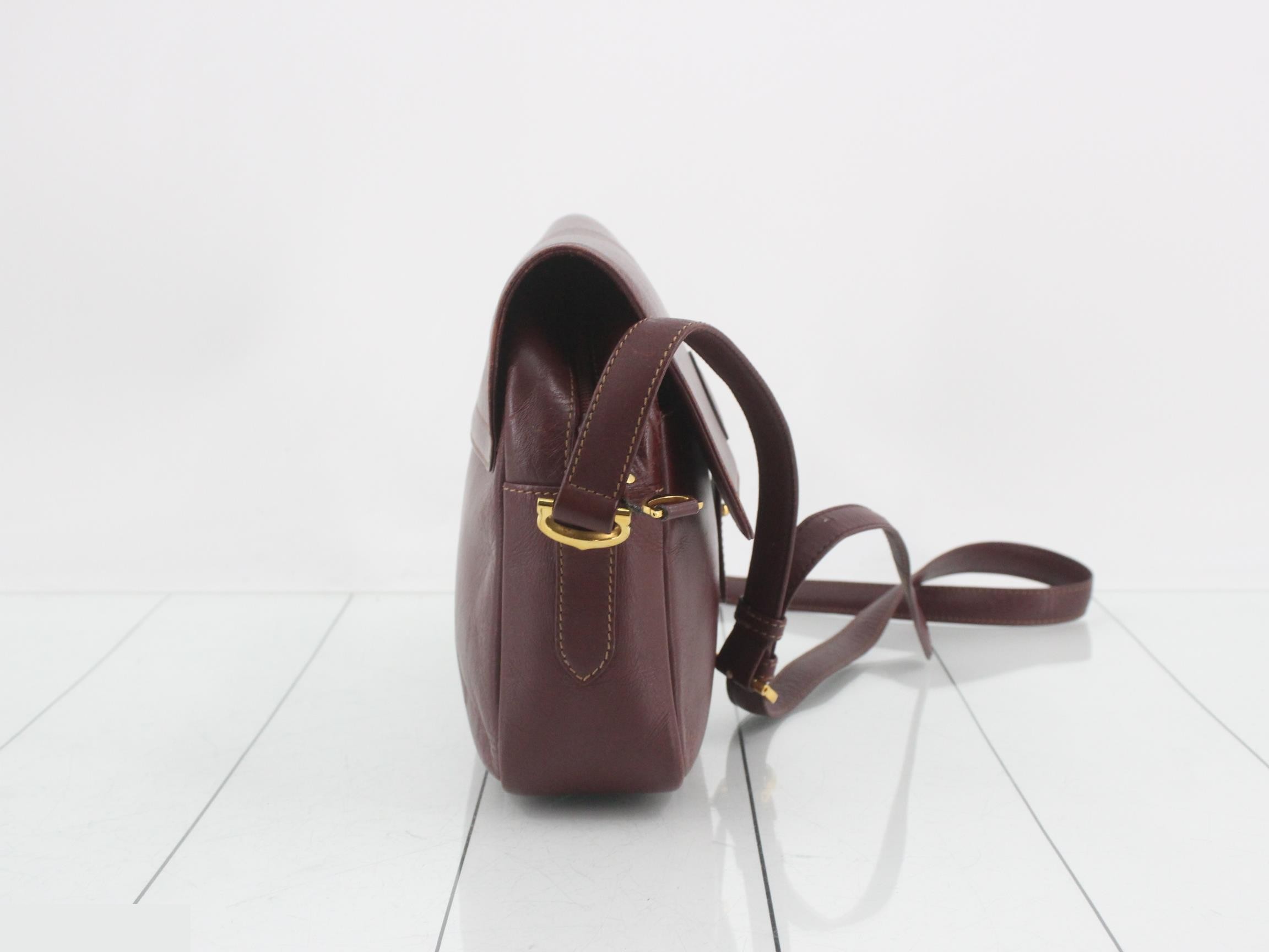 Mustline Leather Shoulder Bag, Bordeaux — view 4