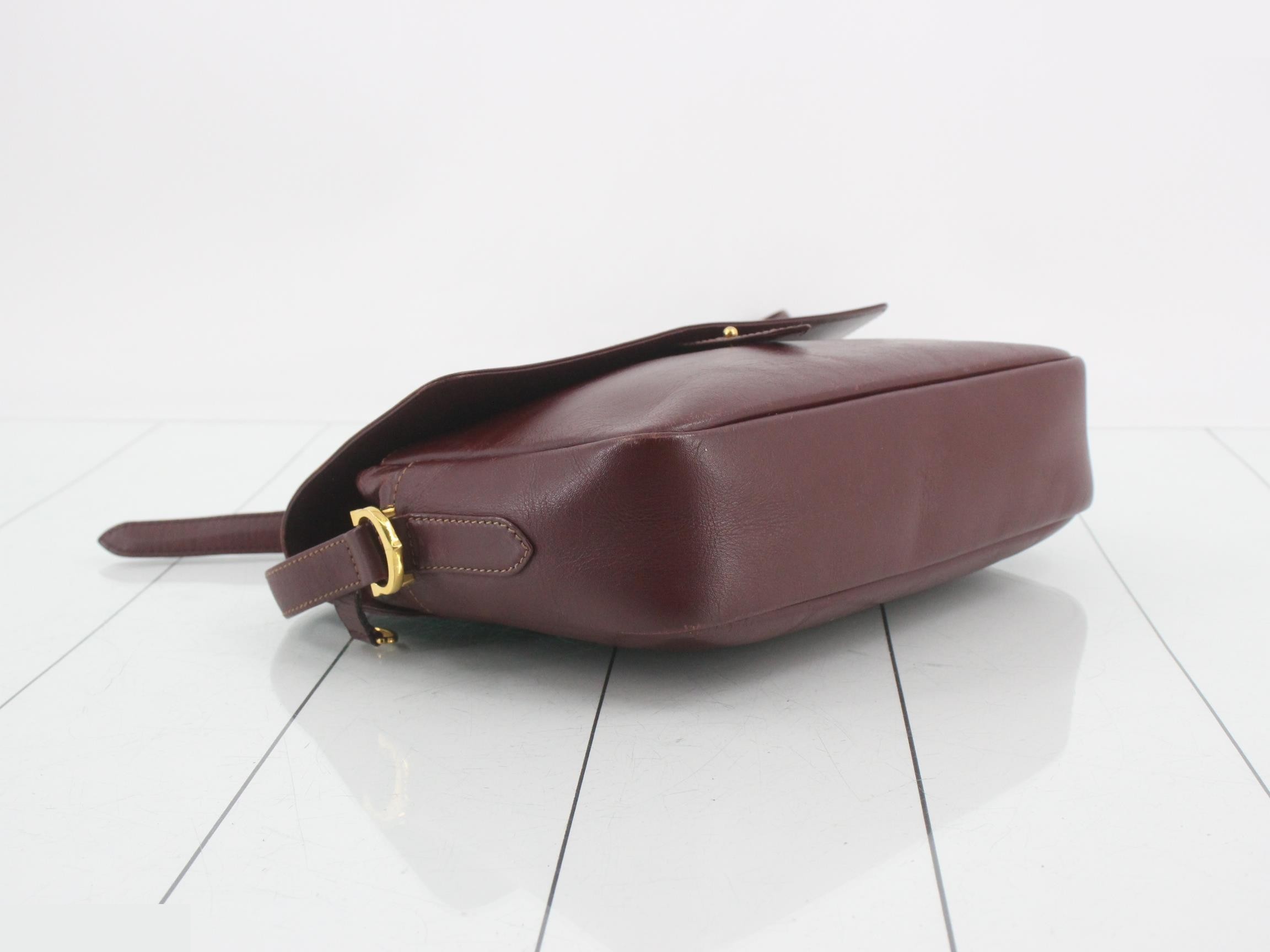 Mustline Leather Shoulder Bag, Bordeaux — view 5