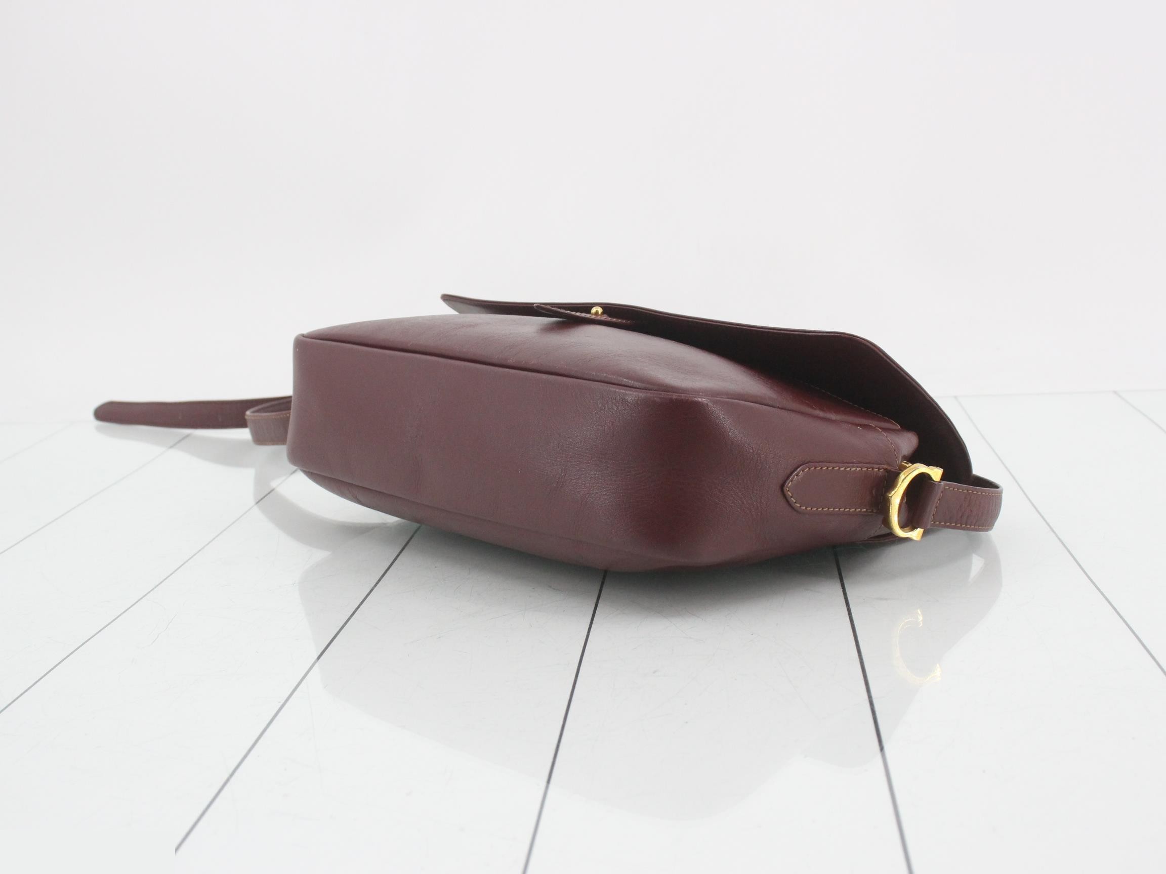 Mustline Leather Shoulder Bag, Bordeaux — view 6