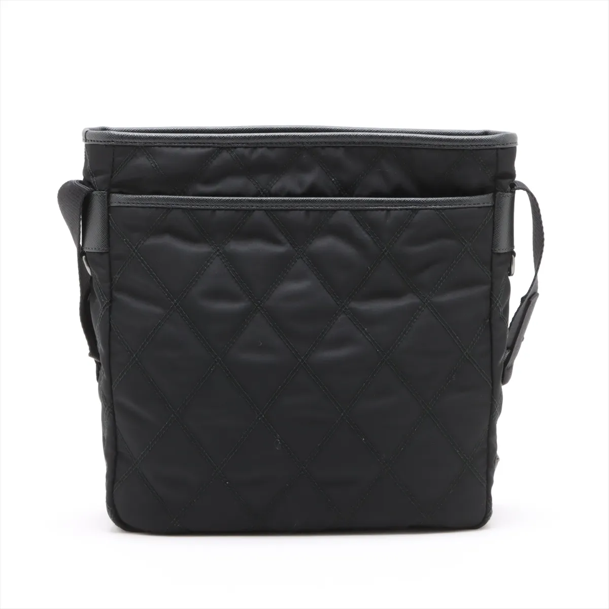 nylon x leather shoulder bag black — view 2