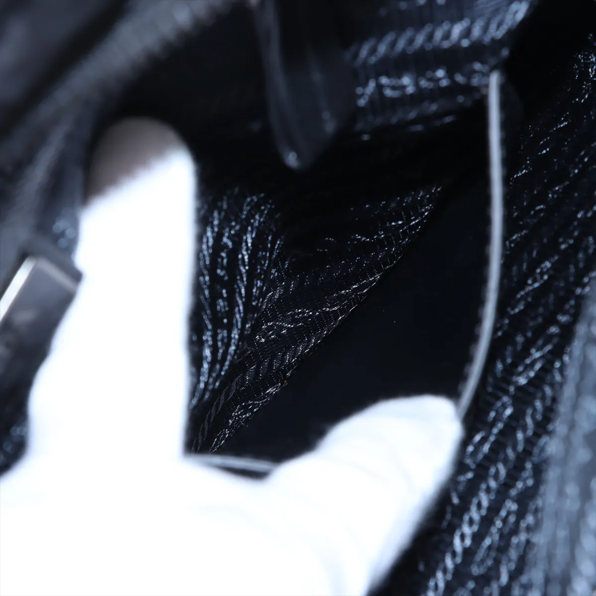 nylon x leather shoulder bag black — view 12