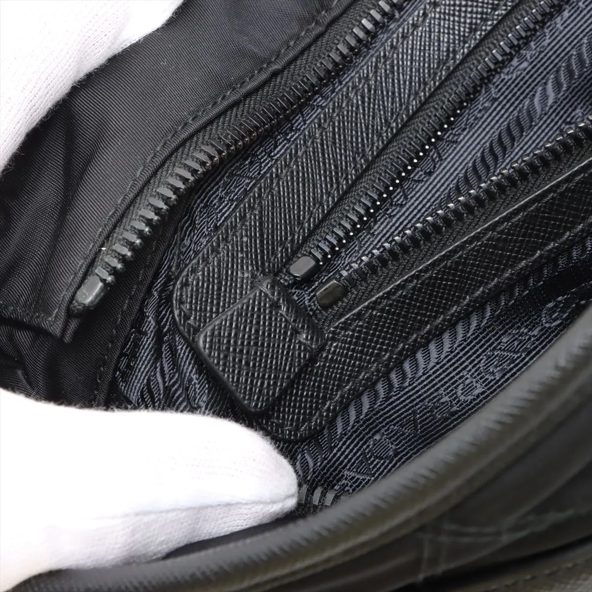 nylon x leather shoulder bag black — view 15
