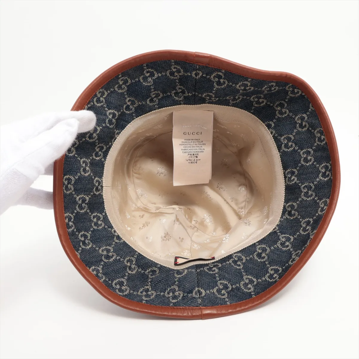 576371 4HAC3 GG Bucket Hat M Canvas x Cotton Blue — view 4