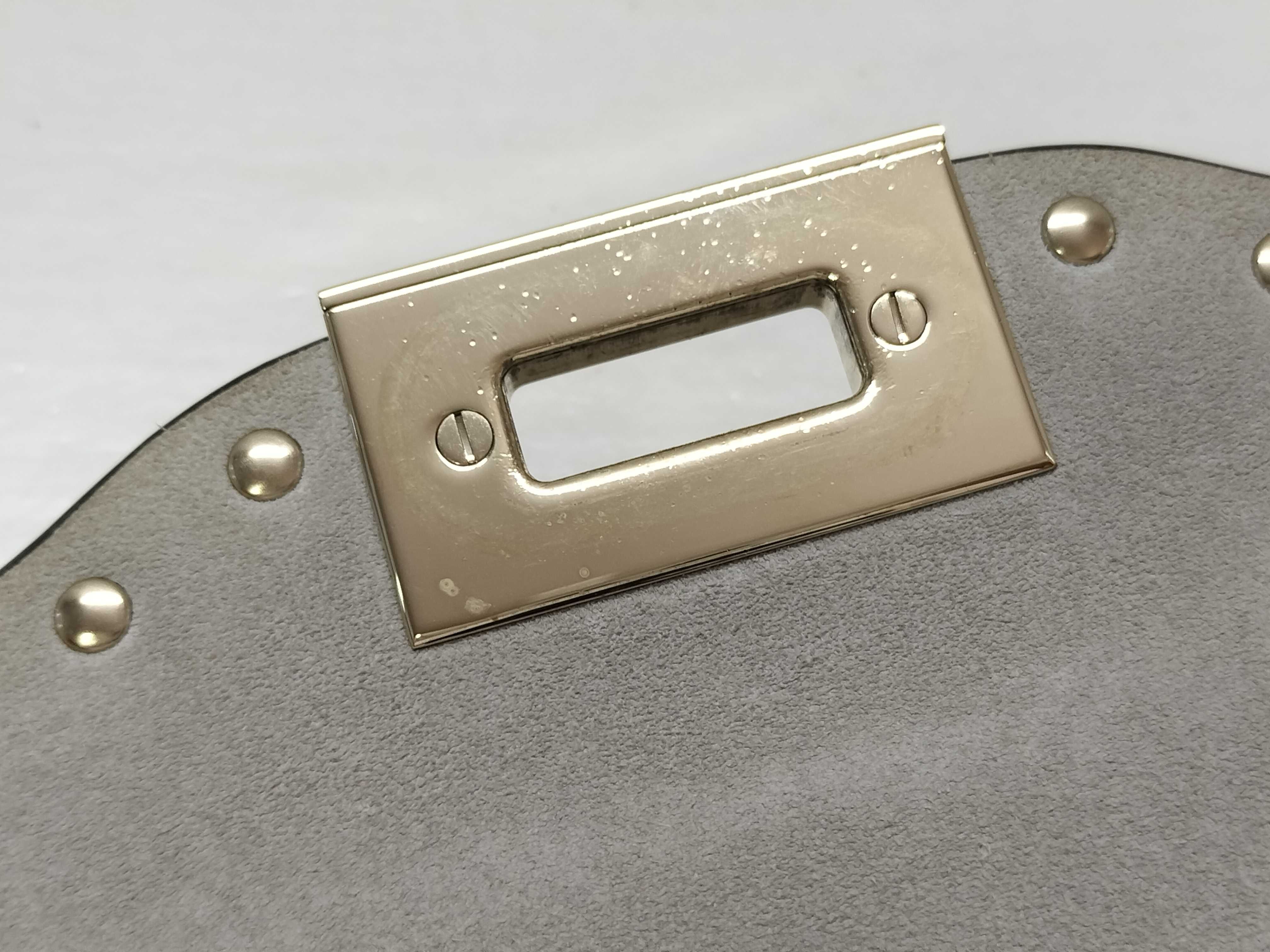 Rockstud Leather Shoulder Bag, White — view 12