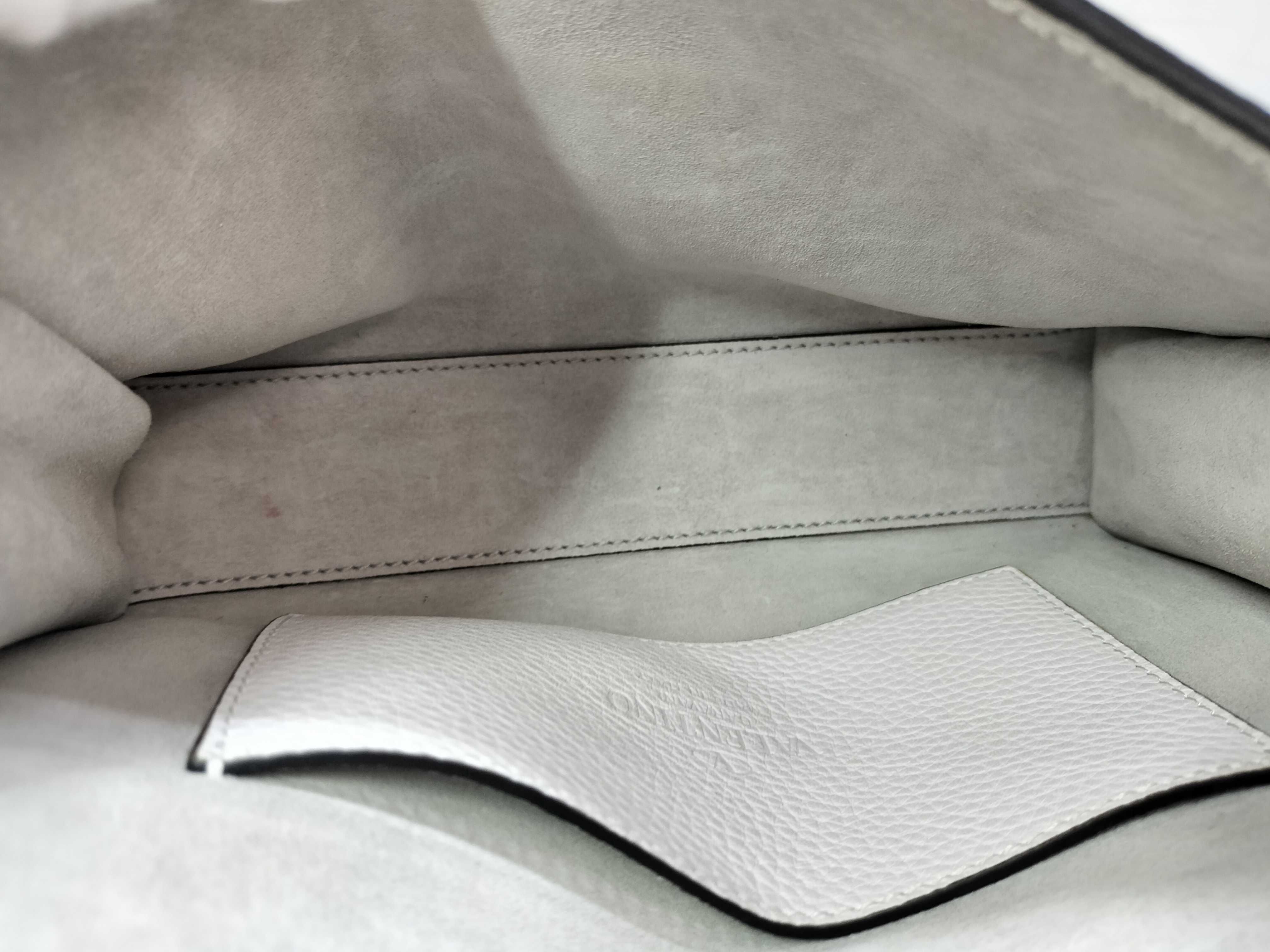 Rockstud Leather Shoulder Bag, White — view 7