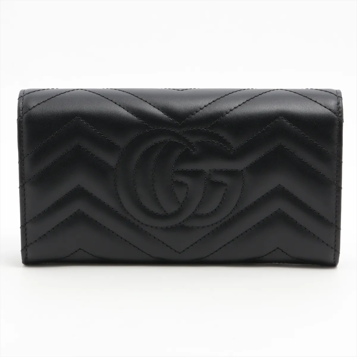 GG Marmont 443436 Leather Long Wallet, Black — view 2