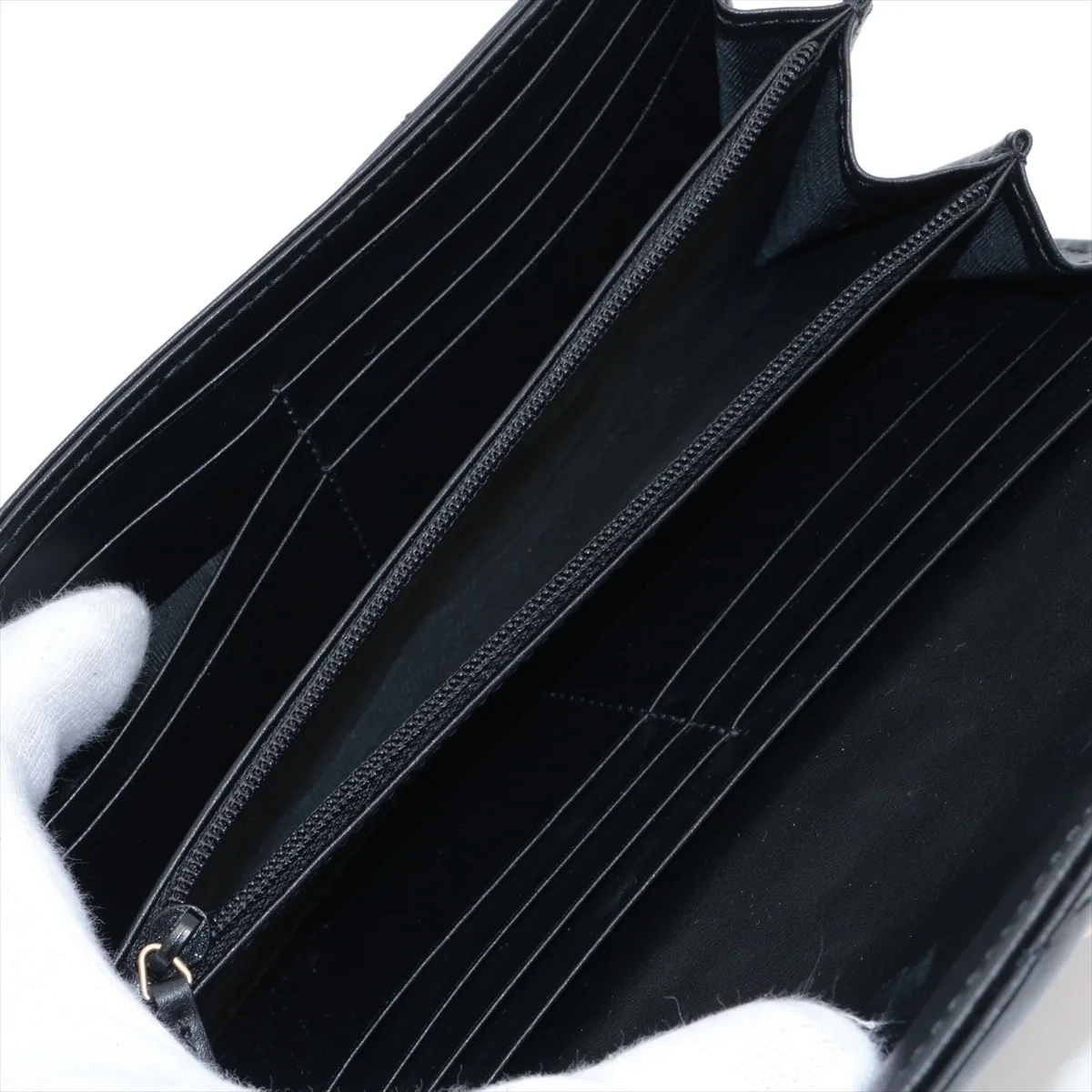 GG Marmont 443436 Leather Long Wallet, Black — view 3