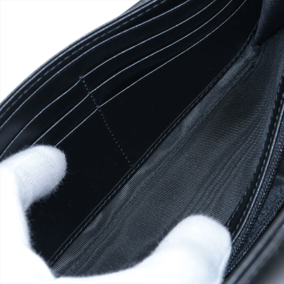 GG Marmont 443436 Leather Long Wallet, Black — view 5