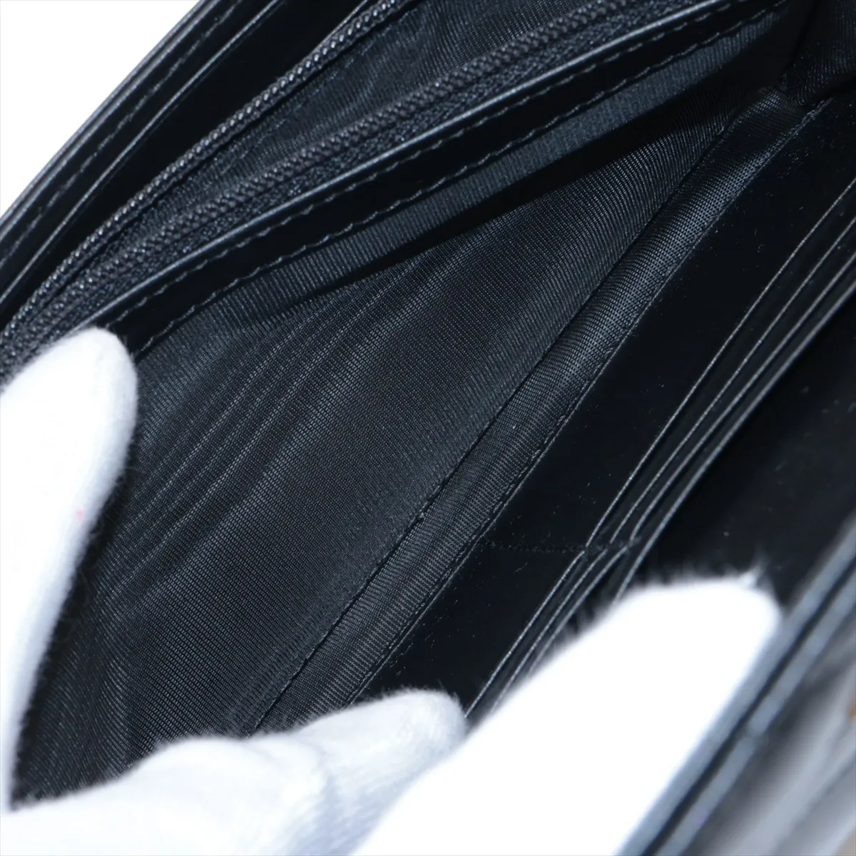 GG Marmont 443436 Leather Long Wallet, Black — view 7