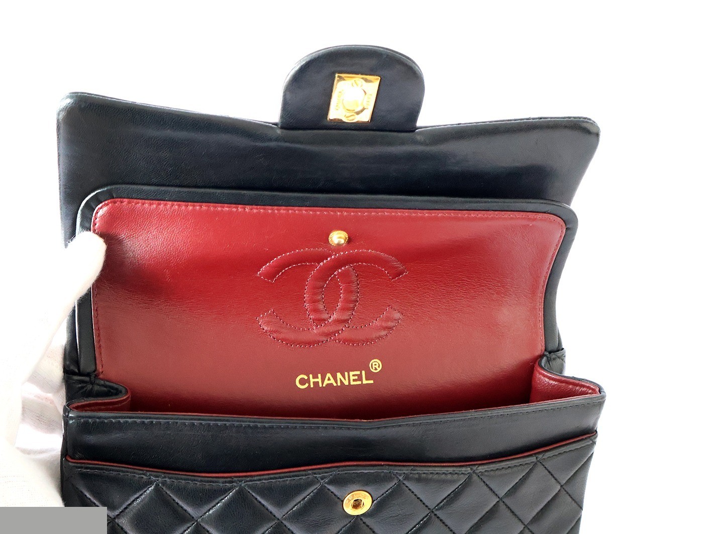 Matelassé 23 Lambskin Double Flap Double Chain Shoulder Bag, Black — view 11