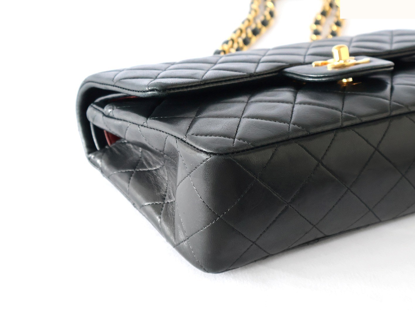 Matelassé 23 Lambskin Double Flap Double Chain Shoulder Bag, Black — view 3