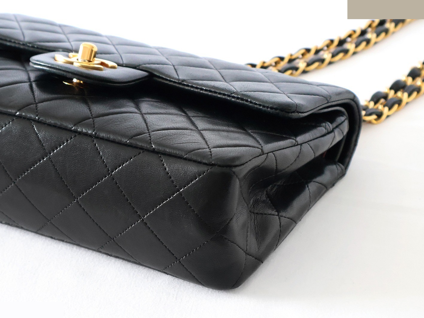 Matelassé 23 Lambskin Double Flap Double Chain Shoulder Bag, Black — view 4
