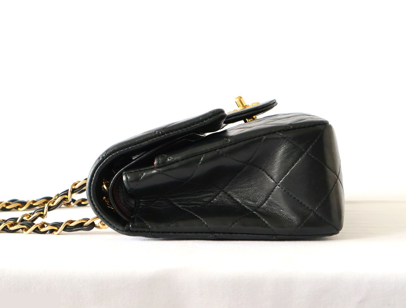 Matelassé 23 Lambskin Double Flap Double Chain Shoulder Bag, Black — view 6