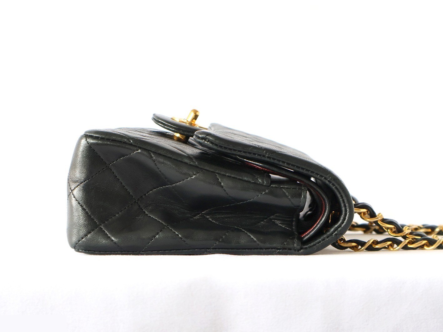 Matelassé 23 Lambskin Double Flap Double Chain Shoulder Bag, Black — view 7