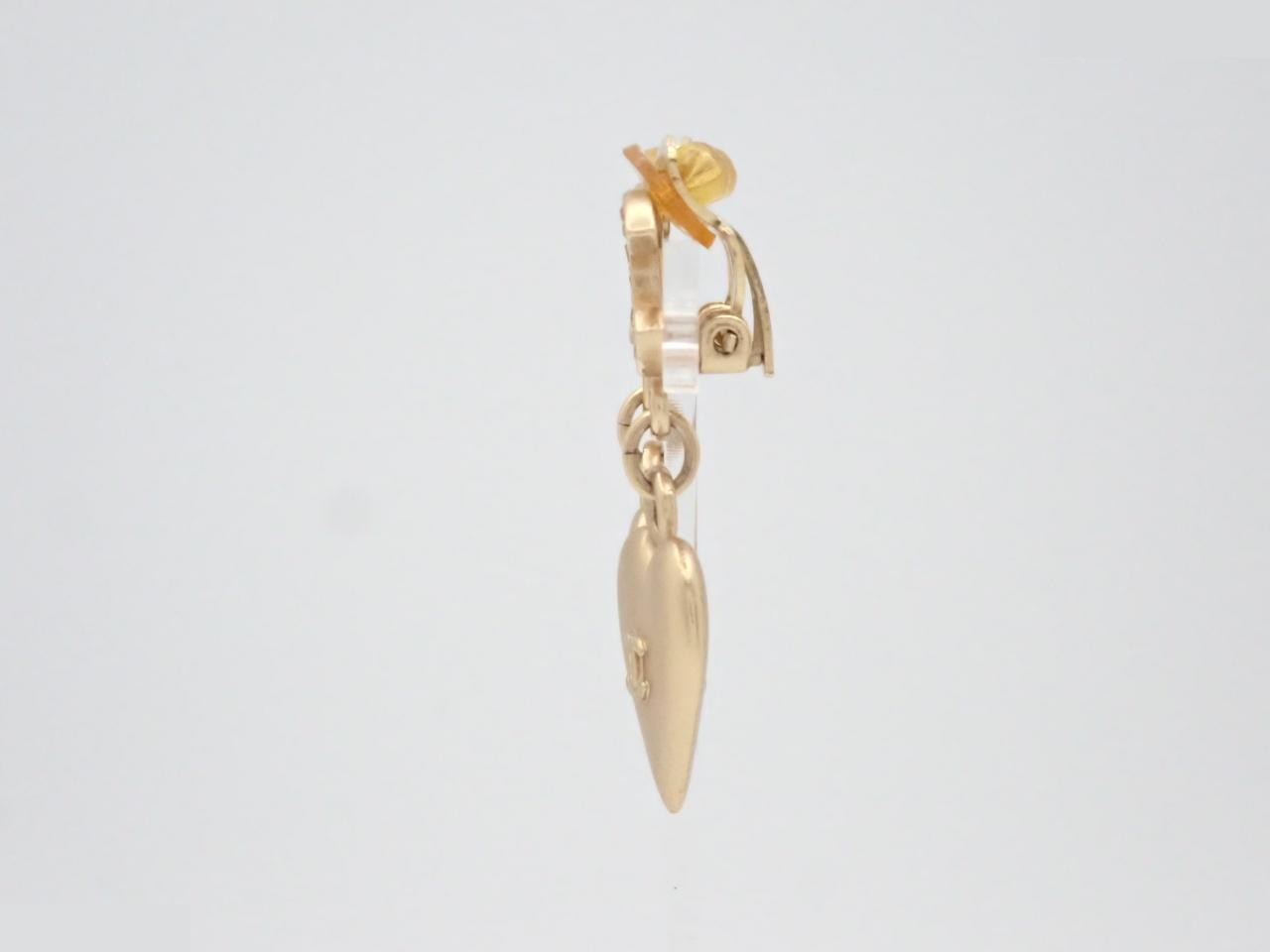 Earrings, Coco Mark, Heart, Rhinestone, Gold — view 3
