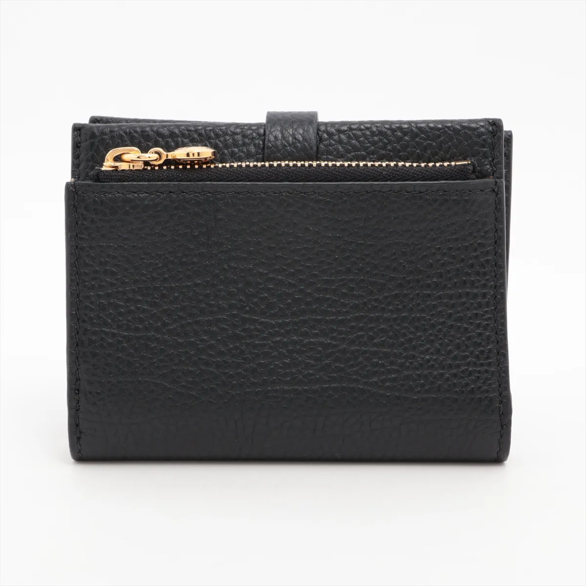 Leather Compact Wallet, Black — view 2