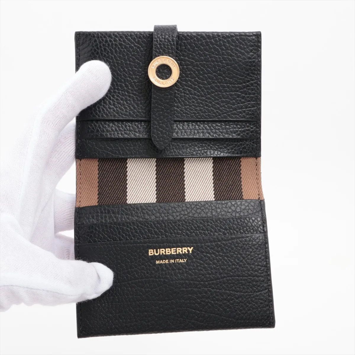 Leather Compact Wallet, Black — view 3