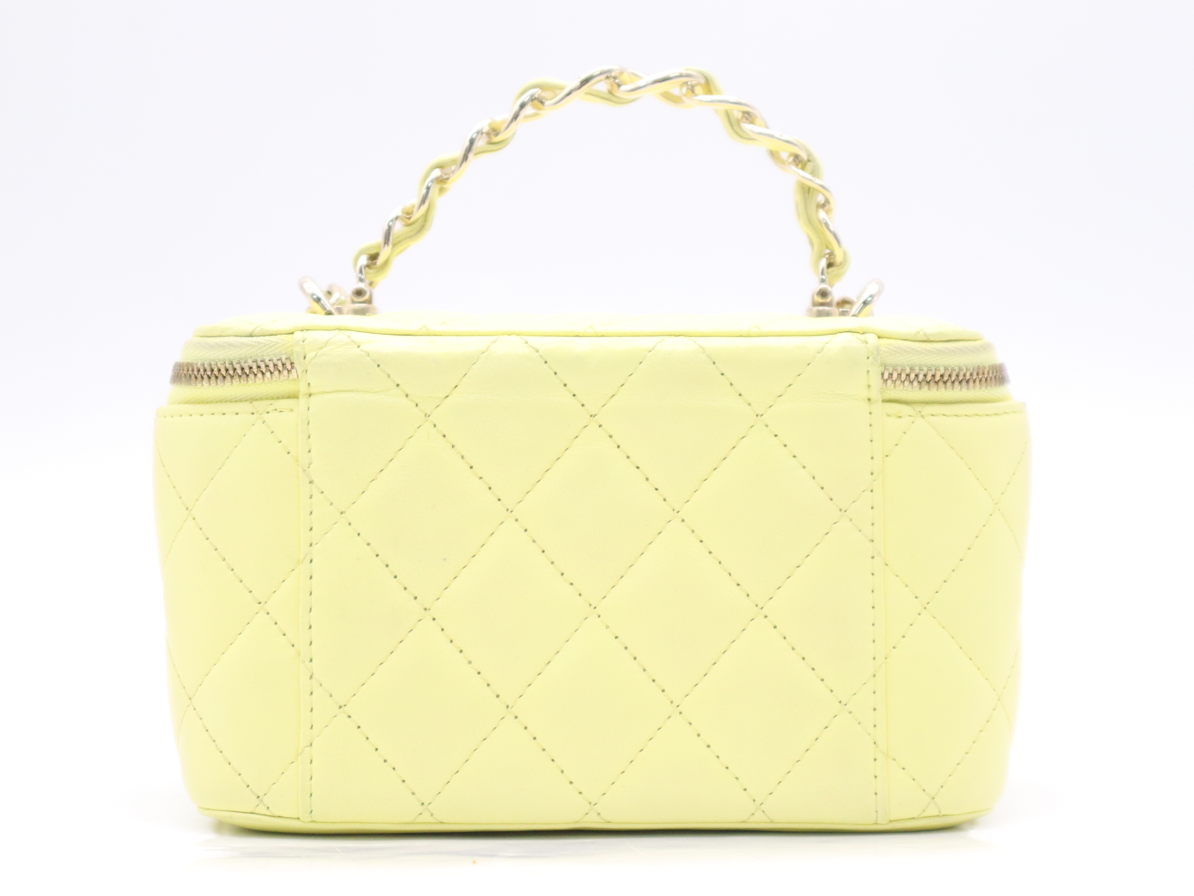 Lambskin Vanity Bag, Yellow, Gold Hardware, with Dust Bag, Handbag — view 2