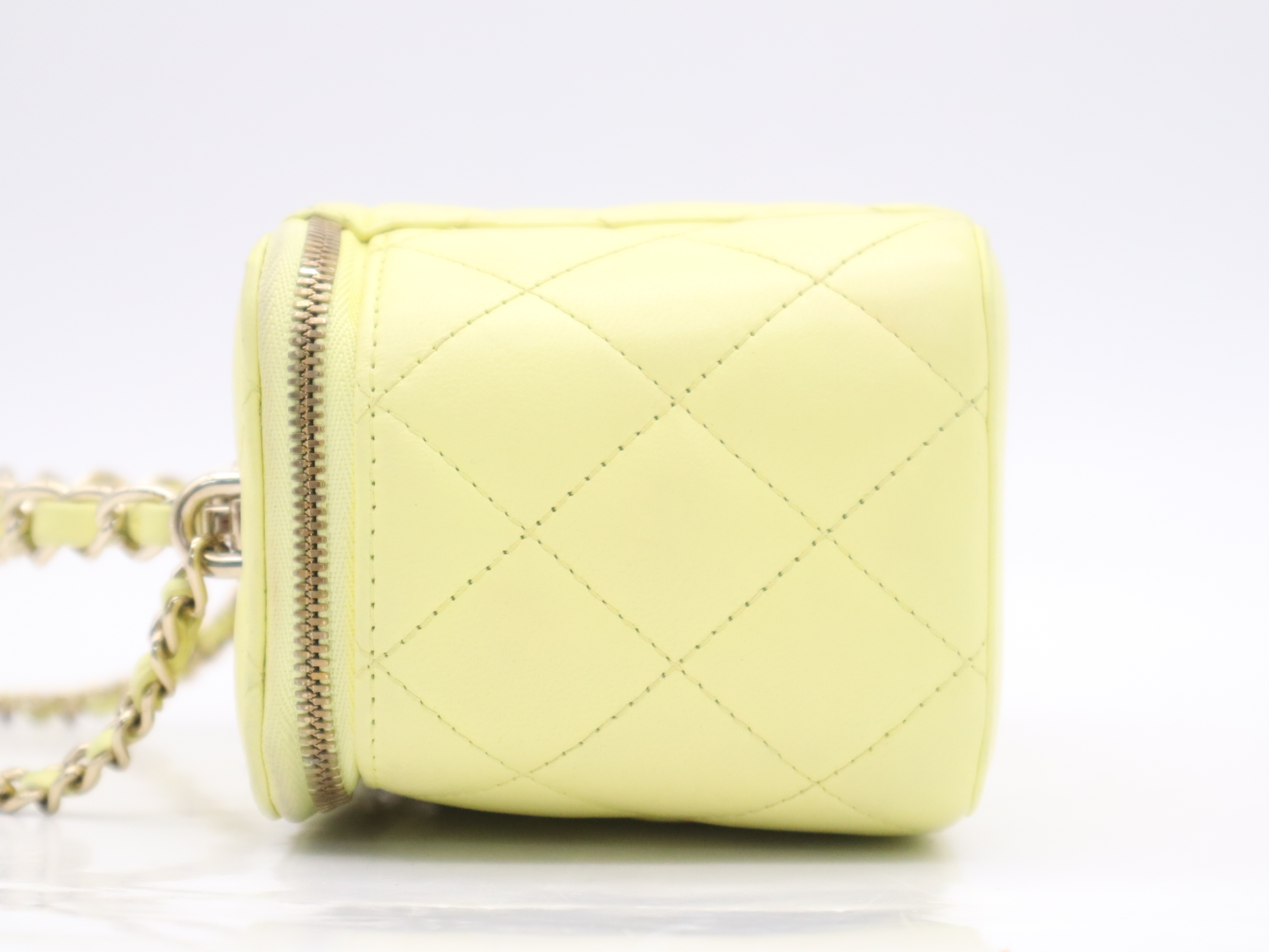 Lambskin Vanity Bag, Yellow, Gold Hardware, with Dust Bag, Handbag — view 3