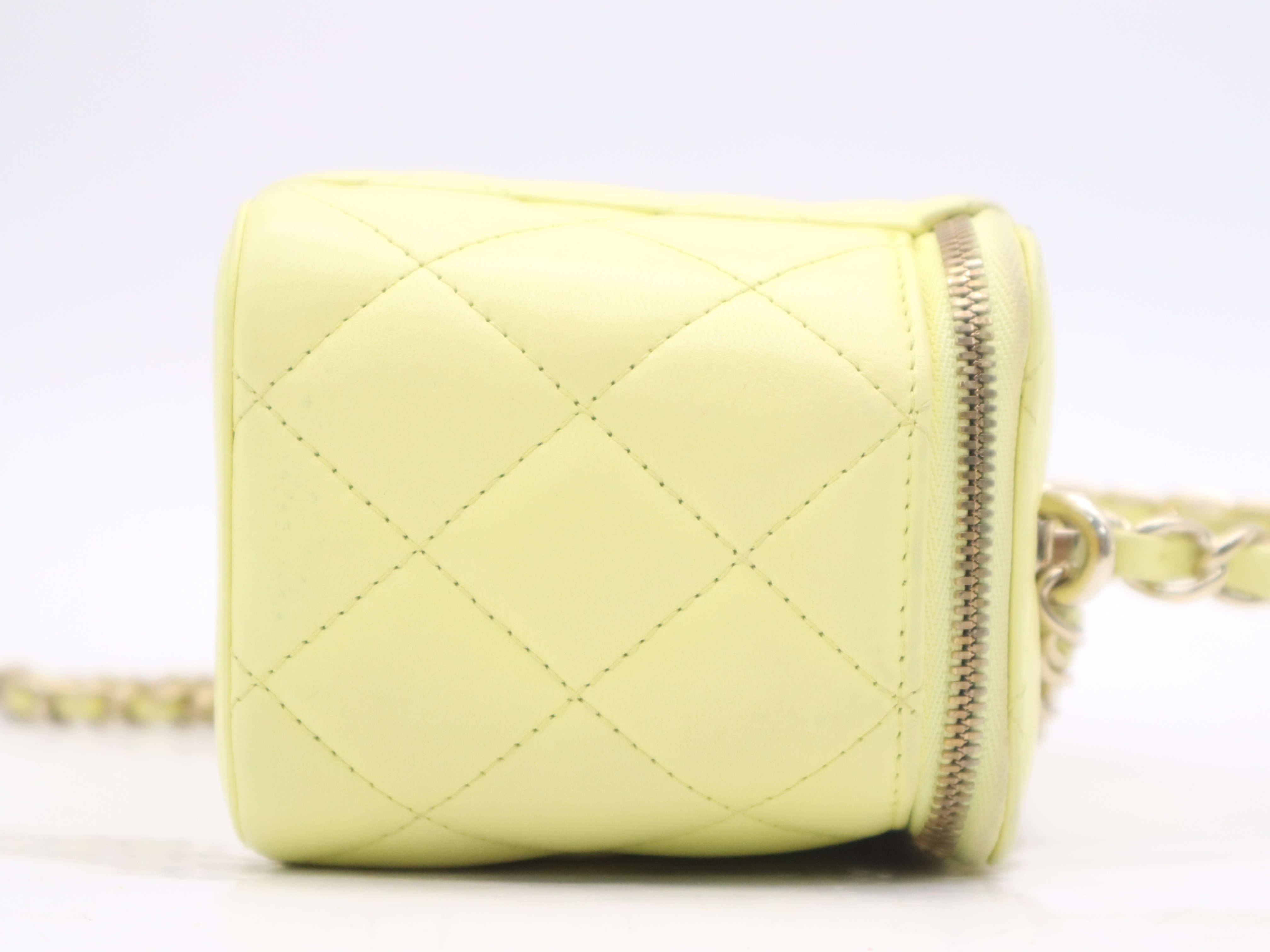 Lambskin Vanity Bag, Yellow, Gold Hardware, with Dust Bag, Handbag — view 5