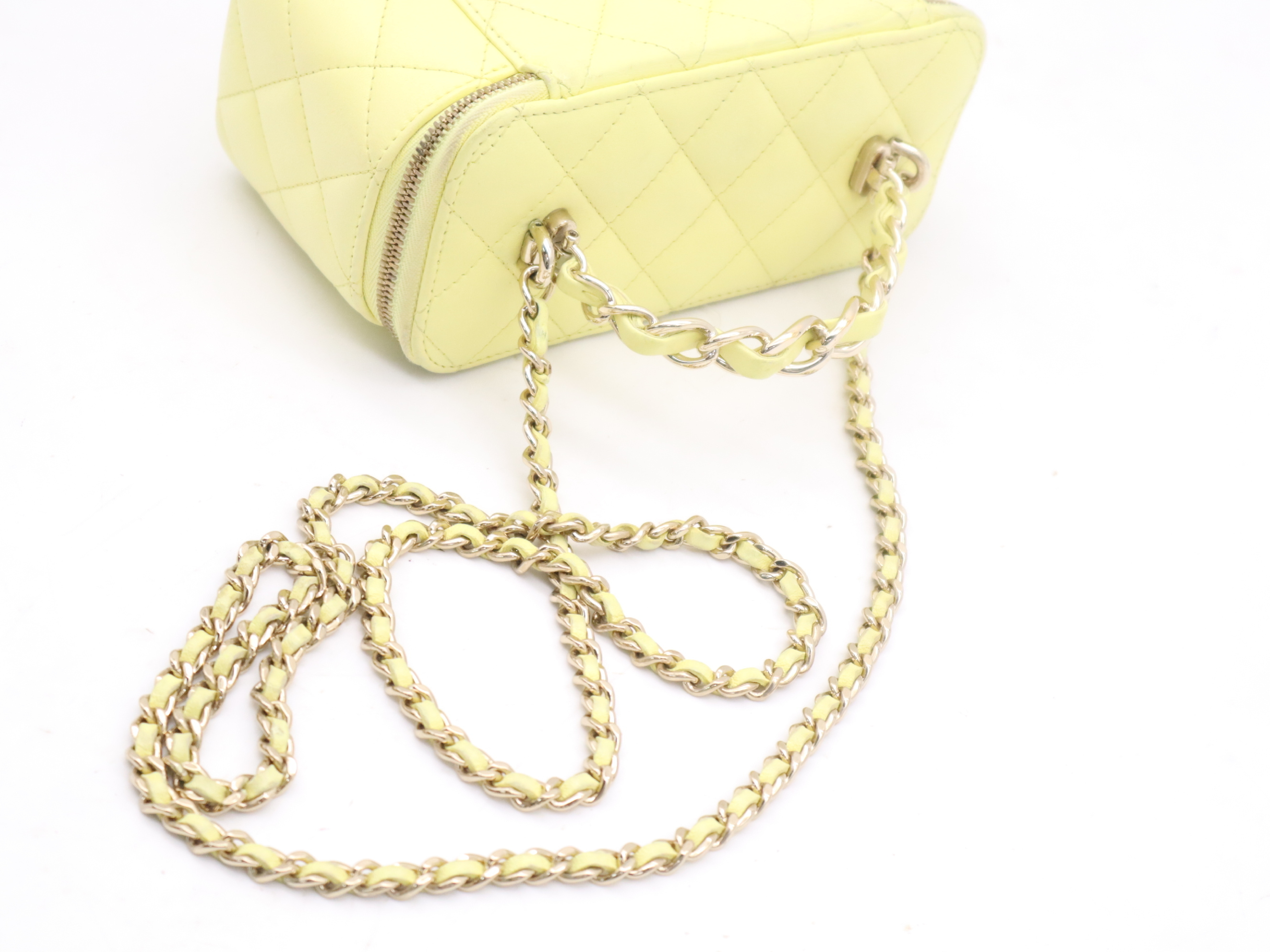 Lambskin Vanity Bag, Yellow, Gold Hardware, with Dust Bag, Handbag — view 6