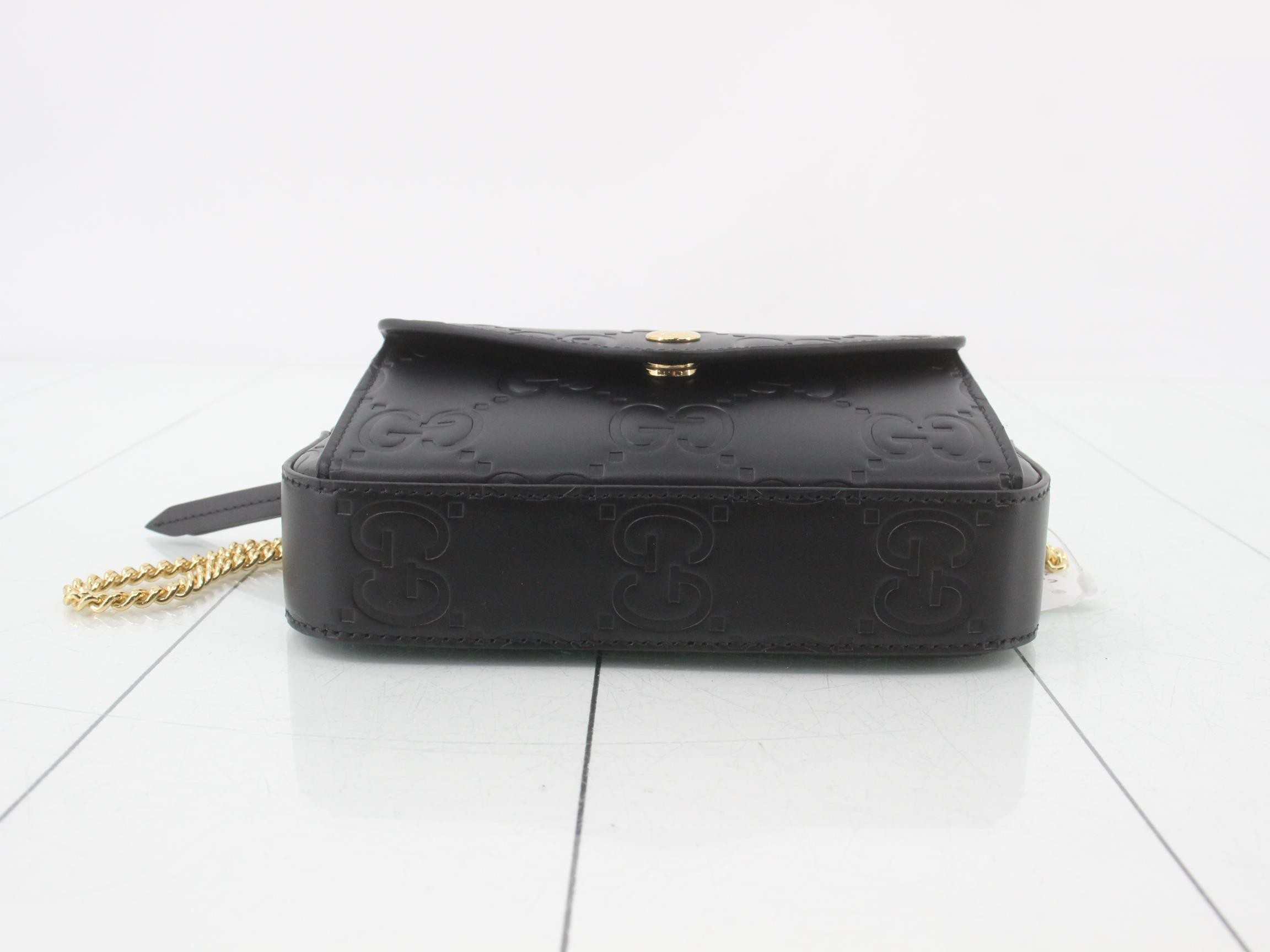 GG Super Mini Leather Chain Shoulder Bag — view 3