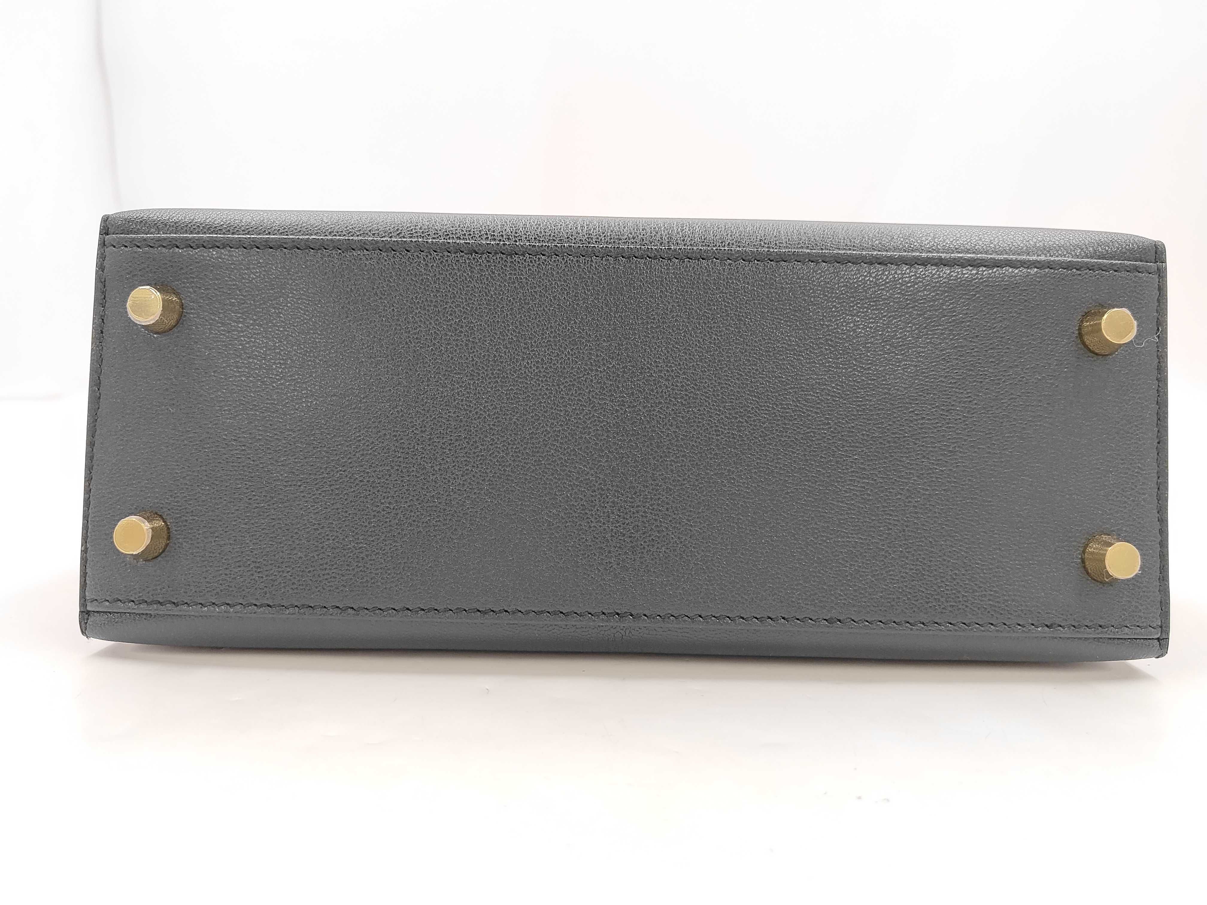 Kelly 25 Sellier Chevre Shamkira Vert Rousseau Gold Hardware G Stamp Handbag — view 7