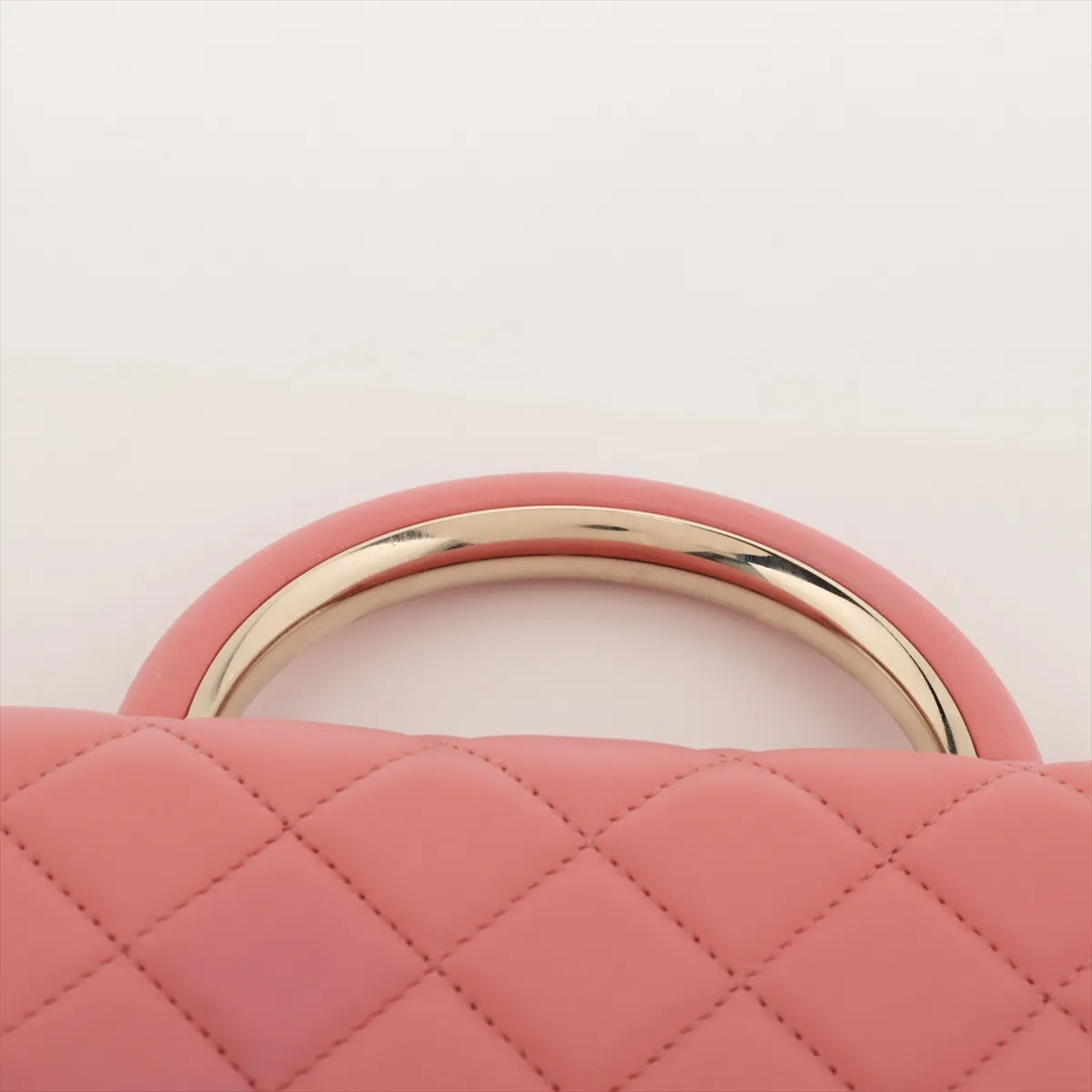 Matelassé Lambskin 2-Way Shoulder Bag, Top Handle, Pink, Gold Hardware, KG8GLEXK, Random Plate — view 6