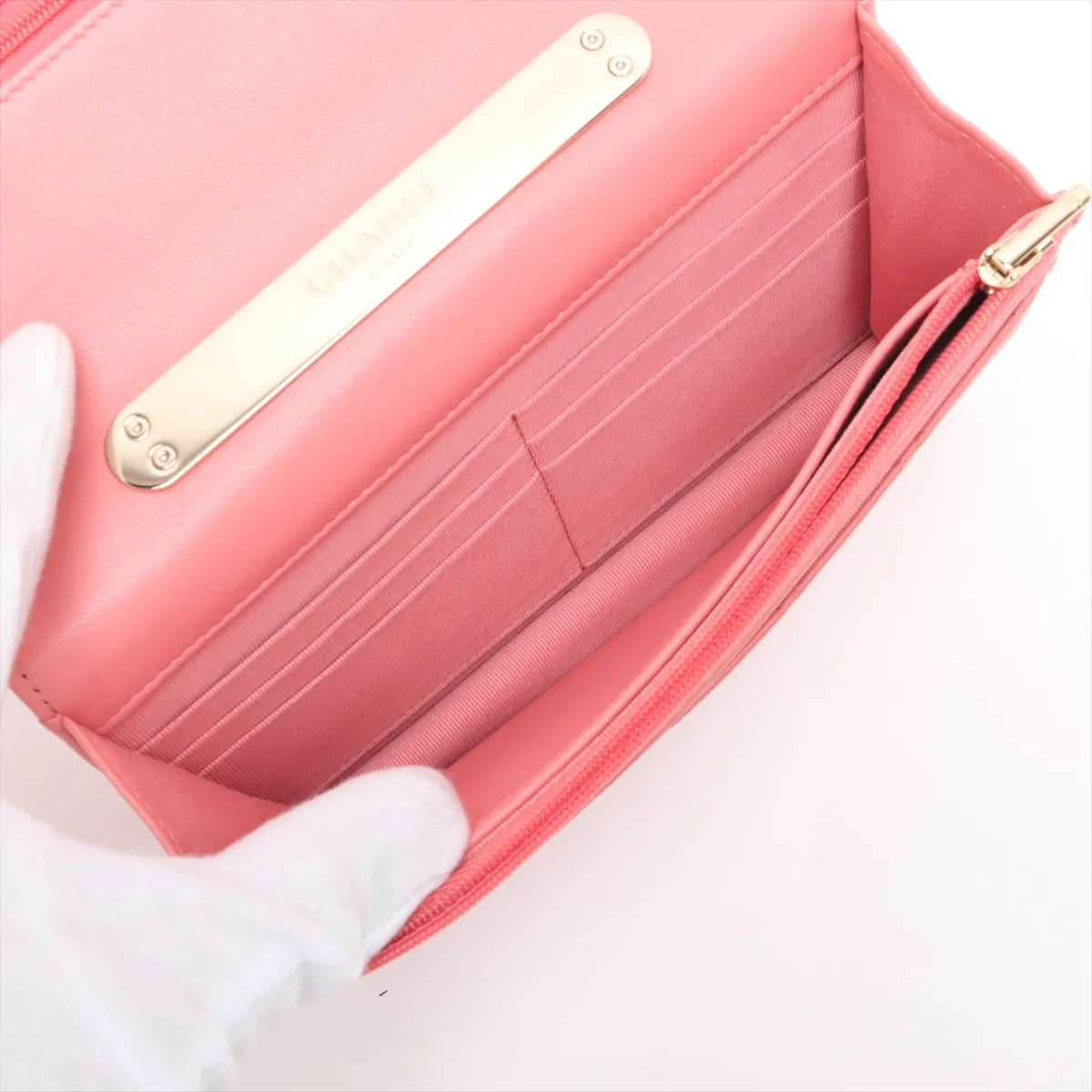 Matelassé Lambskin 2-Way Shoulder Bag, Top Handle, Pink, Gold Hardware, KG8GLEXK, Random Plate — view 7