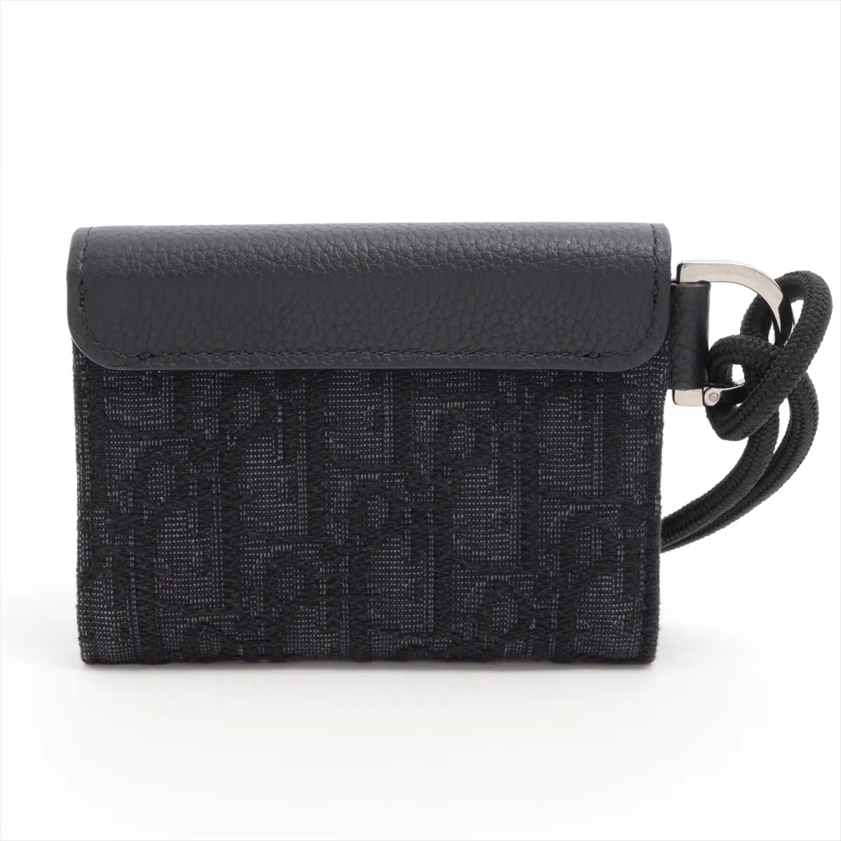 Oblique Saddle Canvas x Leather Card Case, Black — view 2