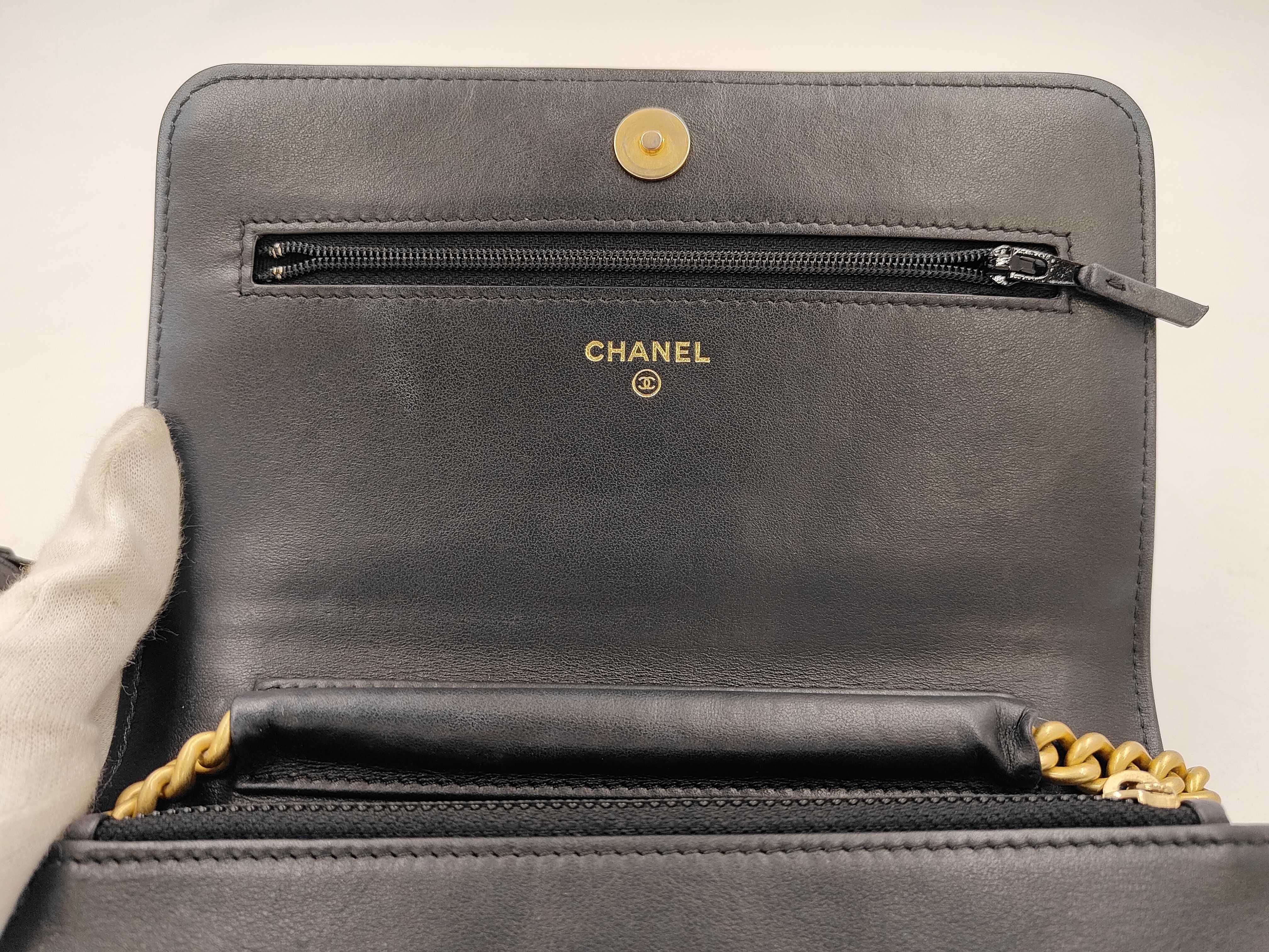 Boy Chanel Caviar Skin Black Chain Shoulder Bag — view 8