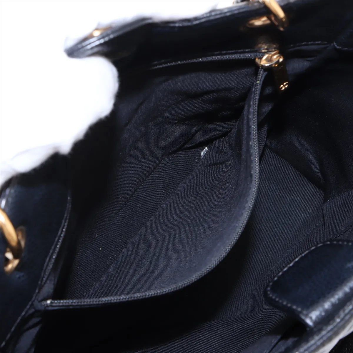 PST Caviar Skin Chain Tote Bag, Black with Gold Hardware, 11550677, Series 11 — view 8